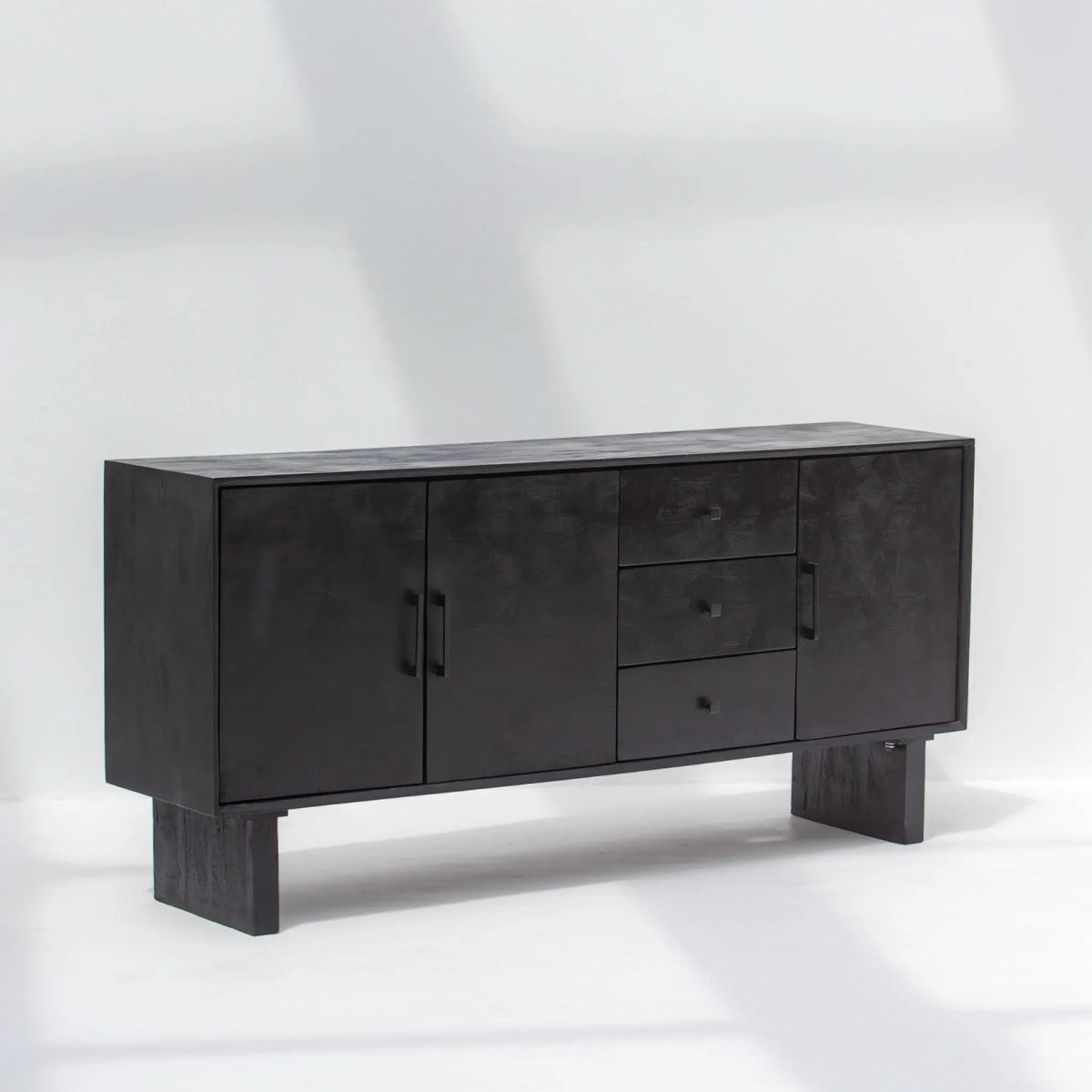 BARMER WOODEN THREE DRAWER THREE DOOR SIDEBOARD - Art and craft furniture