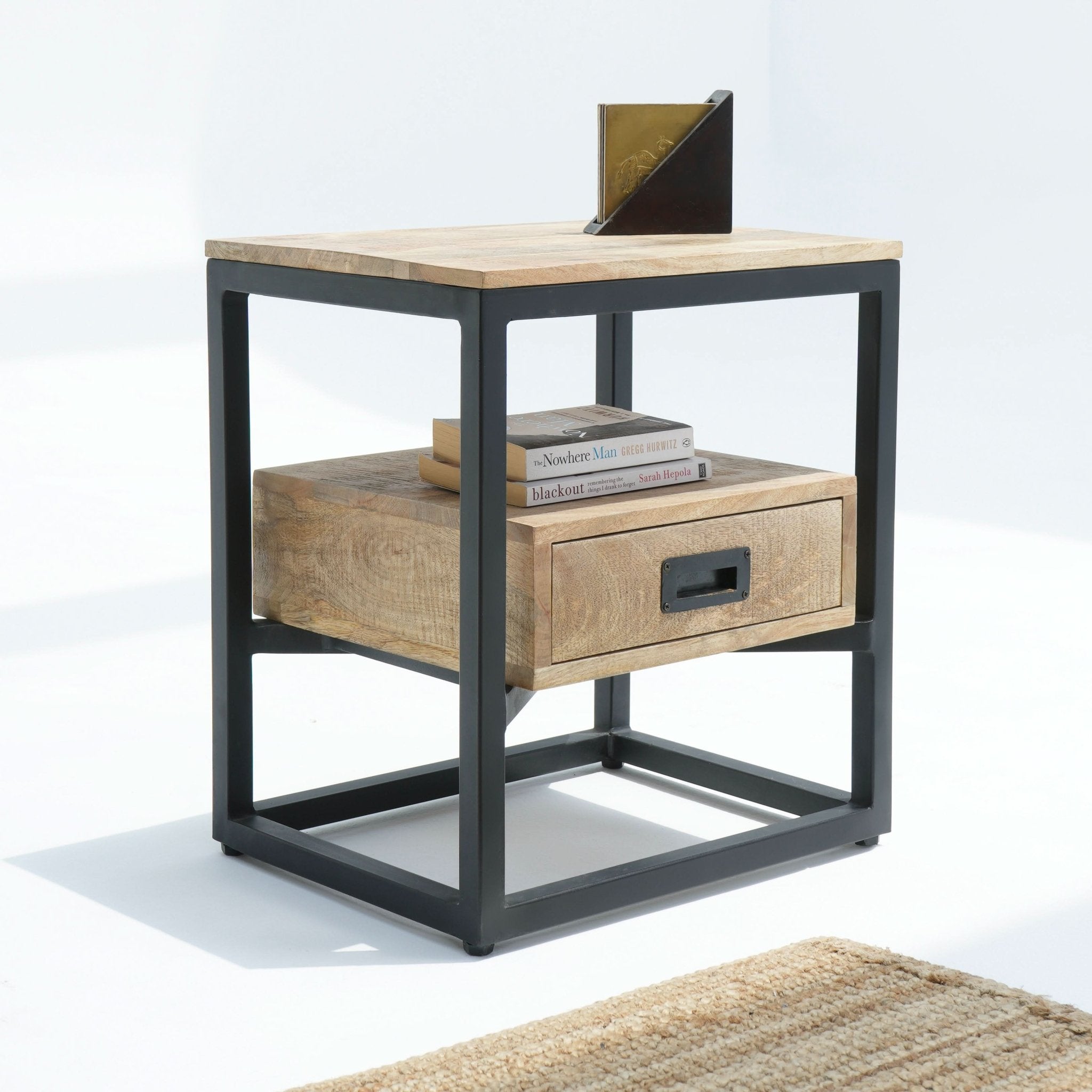 BERLIN LOFT WOODEN ONE DRAWER NIGHTSTAND TABLE - Art and craft furniture