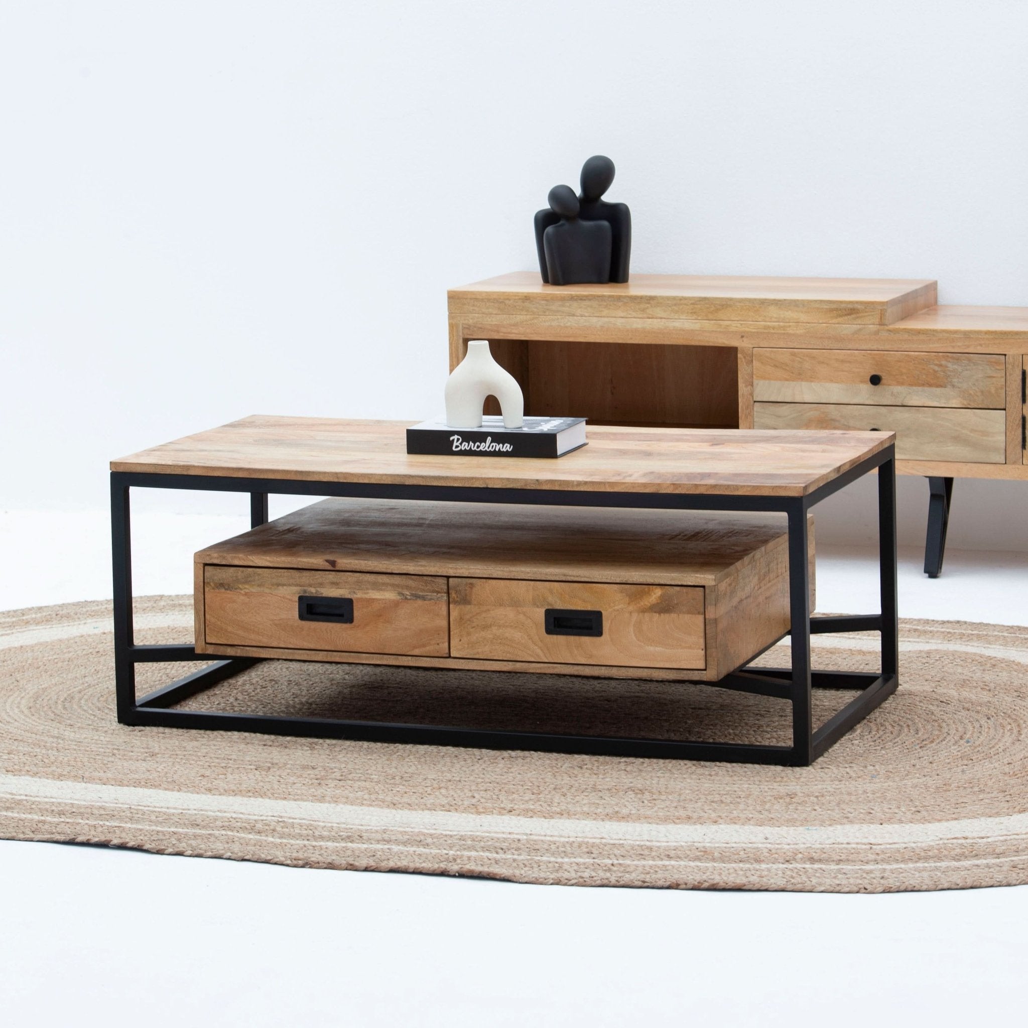 BERLIN LOFT WOODEN TWO DRAWER COFFEE TABLE - Art and craft furniture
