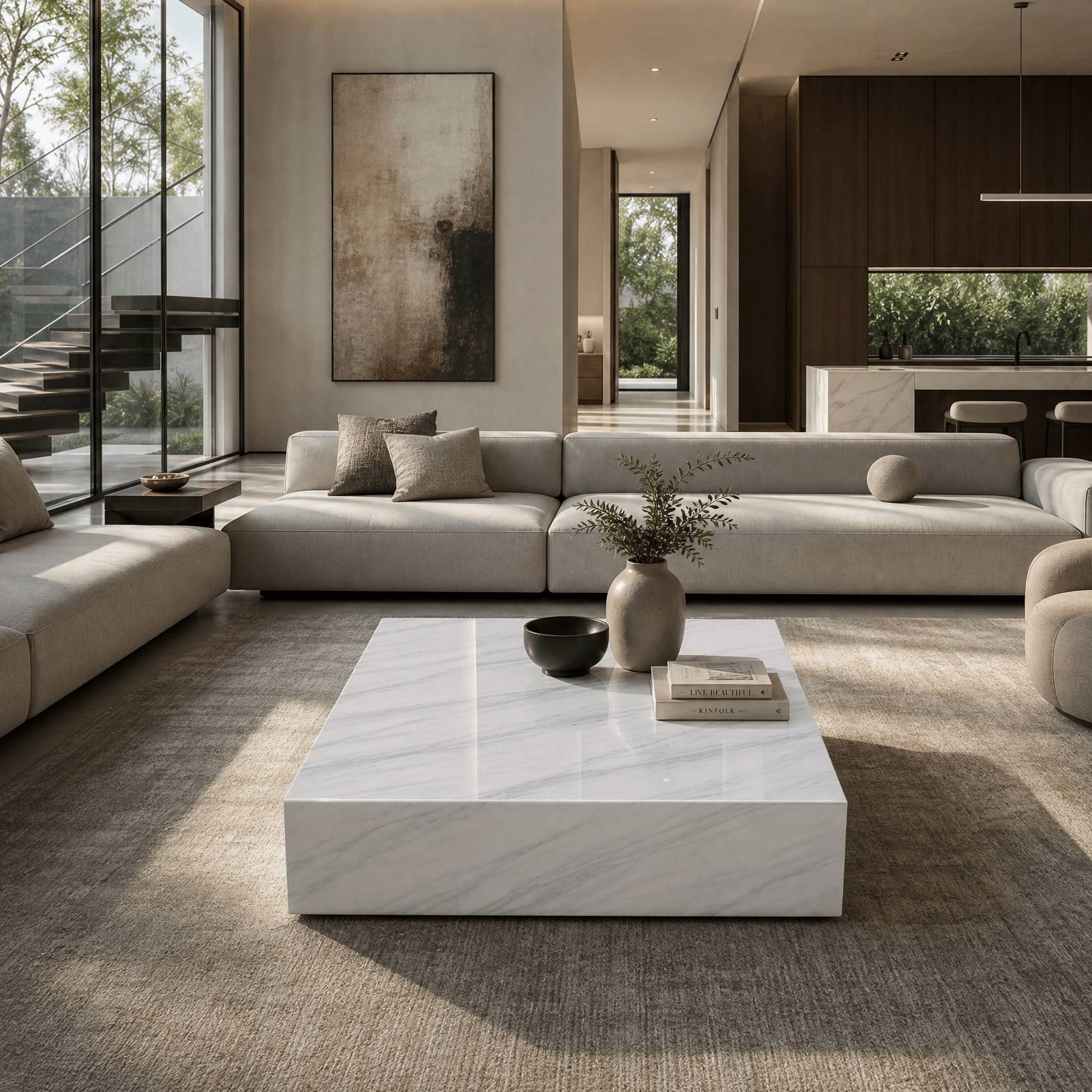 Bianco Laza Marble Coffee Table - Art and craft furniture