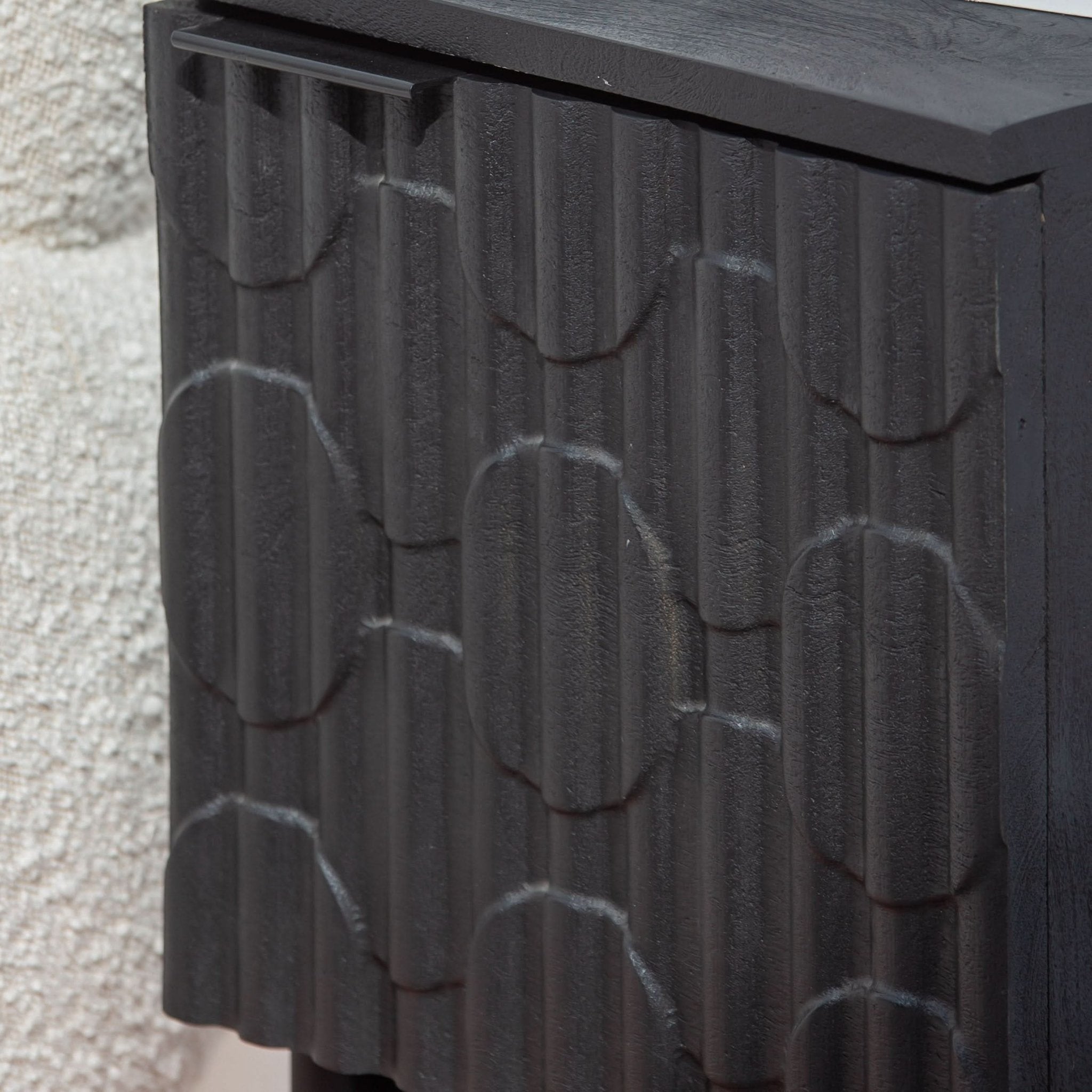 BLACK GALAXY ONE DOOR NIGHTSTAND TABLE - Art and craft furniture