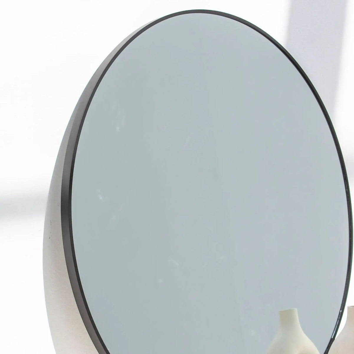 Byron Black Metal Round Frame Mirror - Art and craft furniture