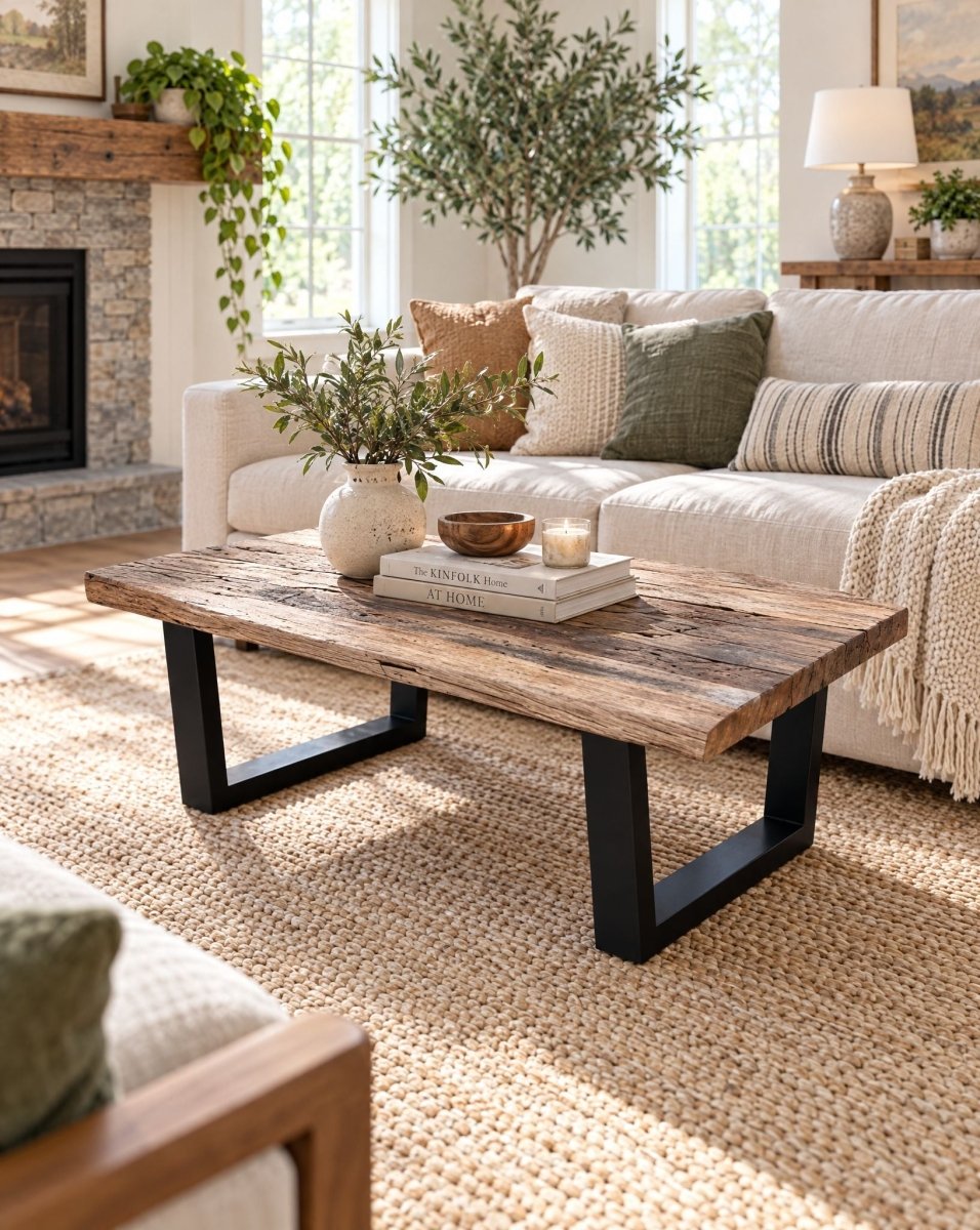 Calisto Railway Wood U Leg Coffee Table - Art and craft furniture