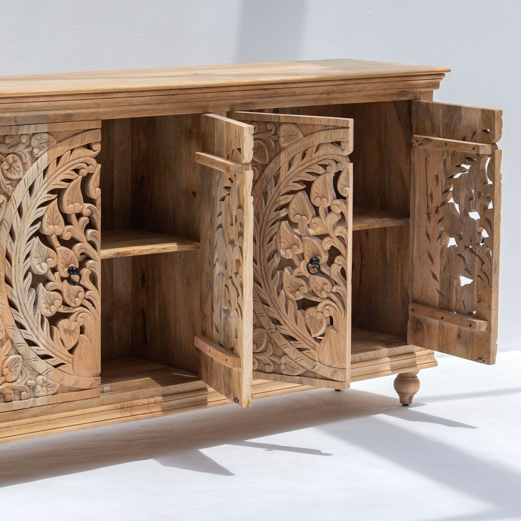 CALVIAN WOODEN FOUR DOOR SIDEBOARD - Art and craft furniture