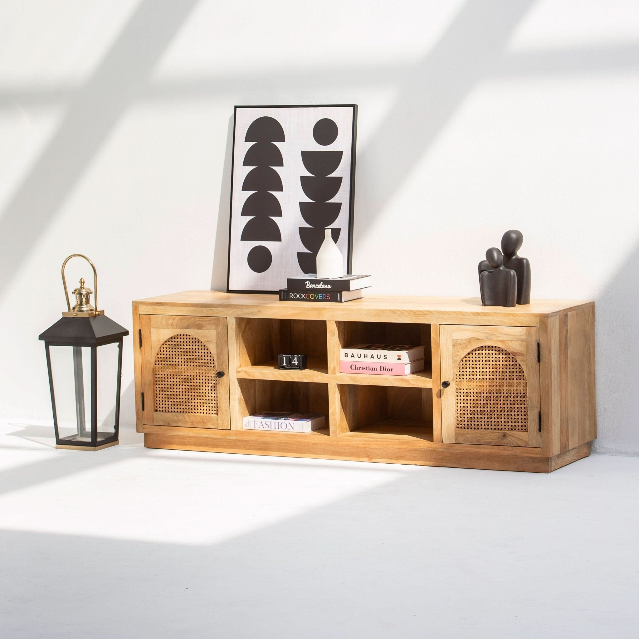 CANOVA RATTAN TWO DOOR TV STAND - Art and craft furniture
