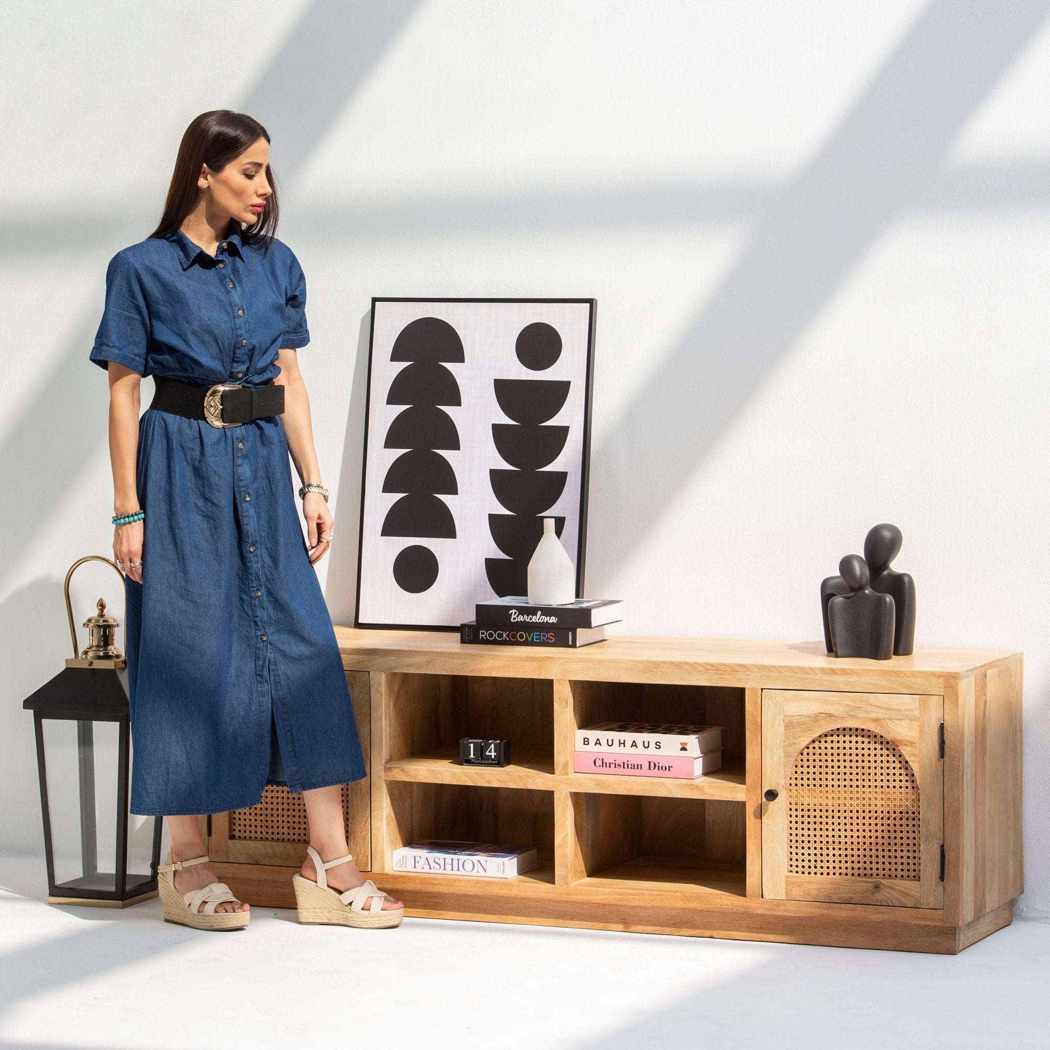 CANOVA RATTAN TWO DOOR TV STAND - Art and craft furniture