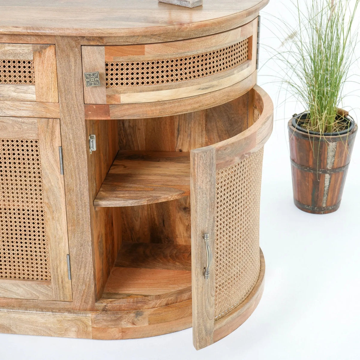 Canovia Cane Four Door Sideboard - Art and craft furniture