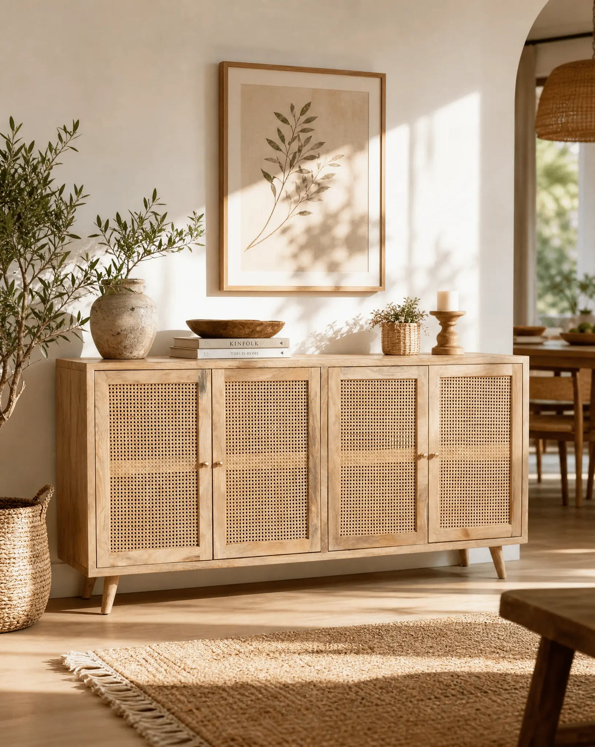 Milano Cane Four Door Sideboard - Art and craft furniture