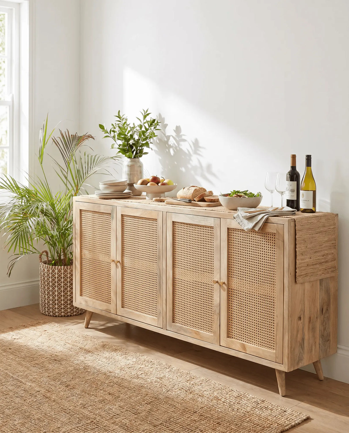 Milano Cane Four Door Sideboard - Art and craft furniture