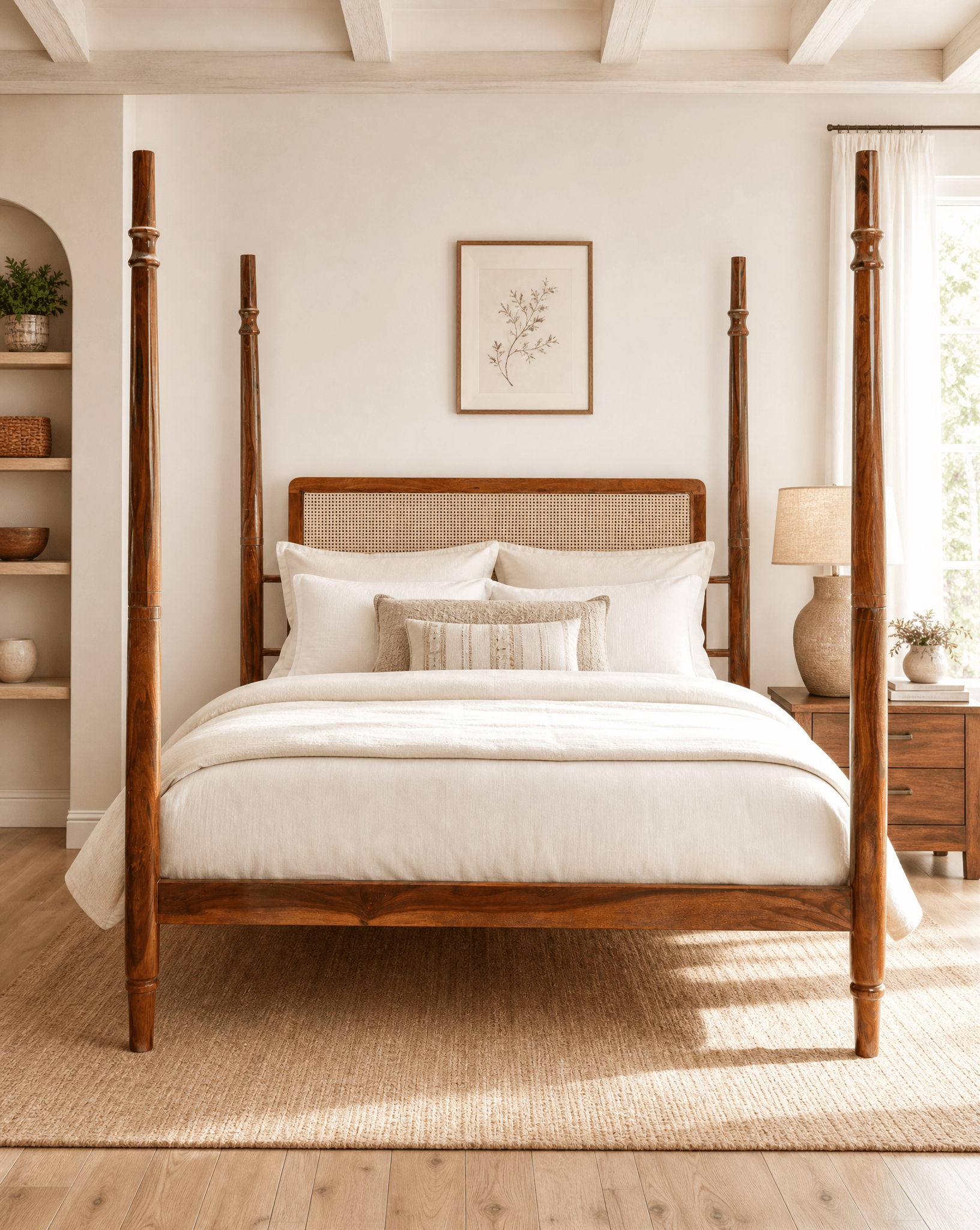 CANOVIA CANE FOUR POSTER BED - Art and craft furniture