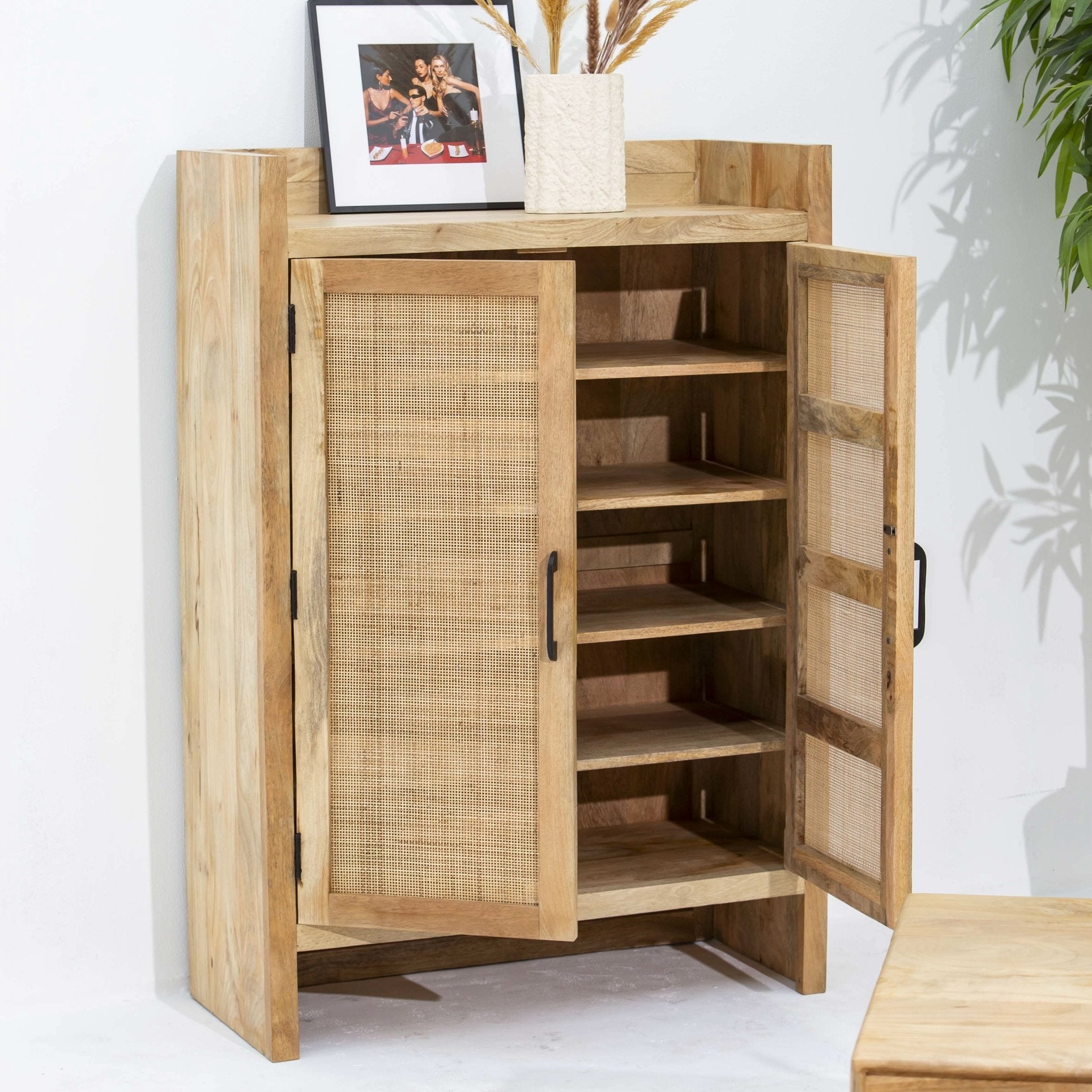 CANOVIA CANE MANGO WOOD SHOE ORGANIZER - Art and craft furniture