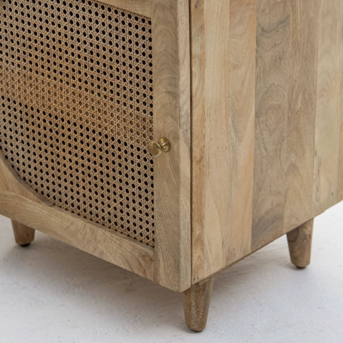 Canovia Cane One Door Nightstand Table - Art and craft furniture