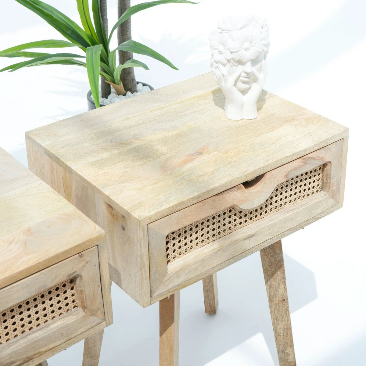 Canovia Cane One Drawer Nightstand Table - Art and craft furniture
