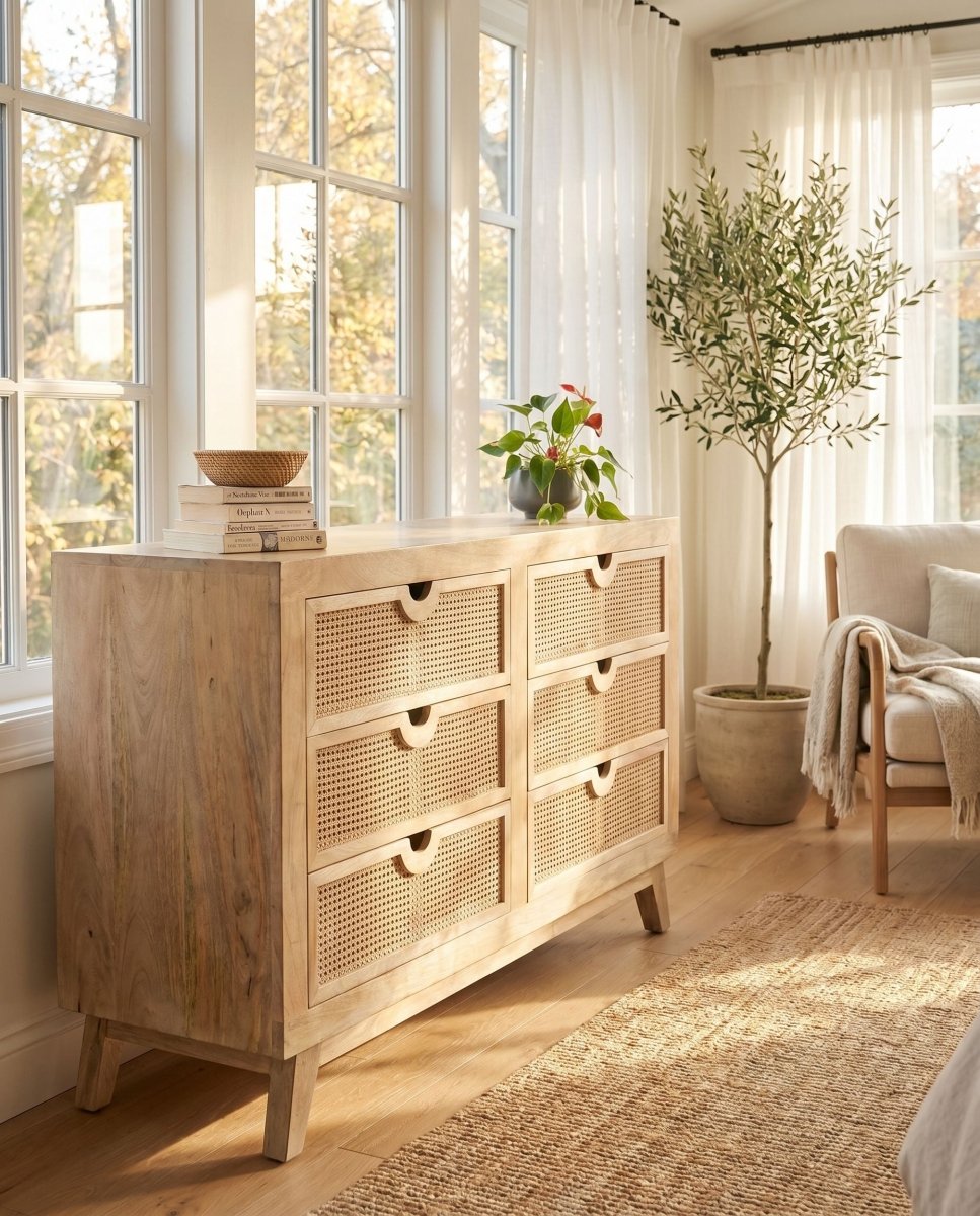 Canovia Cane Six Drawer Draw Chest - Art and craft furniture
