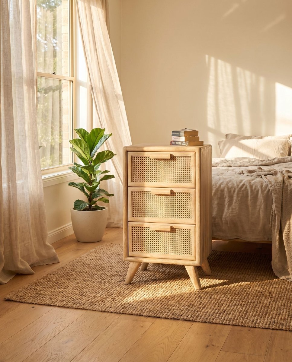 Canovia Cane Three Drawer Cane Chest - Art and craft furniture