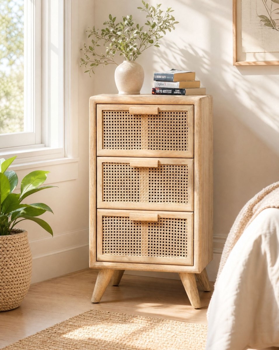 Canovia Cane Three Drawer Cane Chest - Art and craft furniture