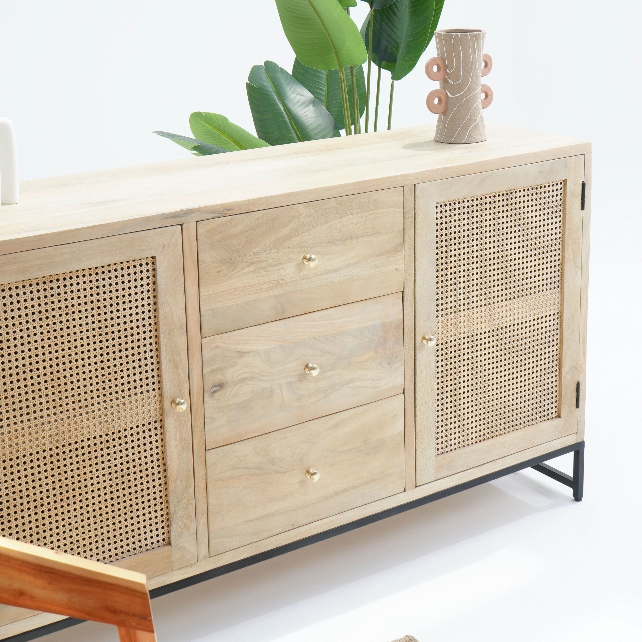CANOVIA CANE THREE DRAWER TWO DOOR SIDEBOARD - Art and craft furniture