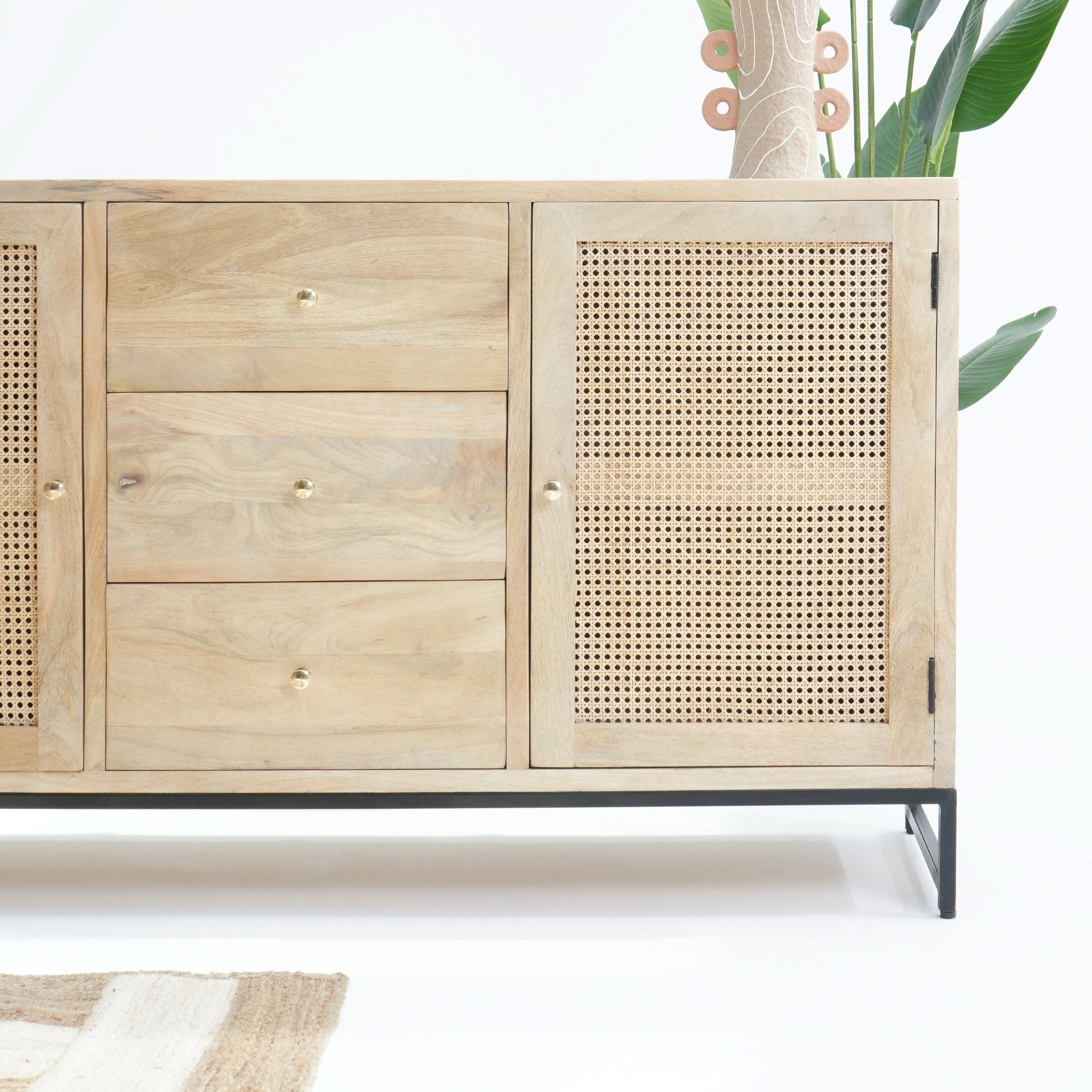 CANOVIA CANE THREE DRAWER TWO DOOR SIDEBOARD - Art and craft furniture