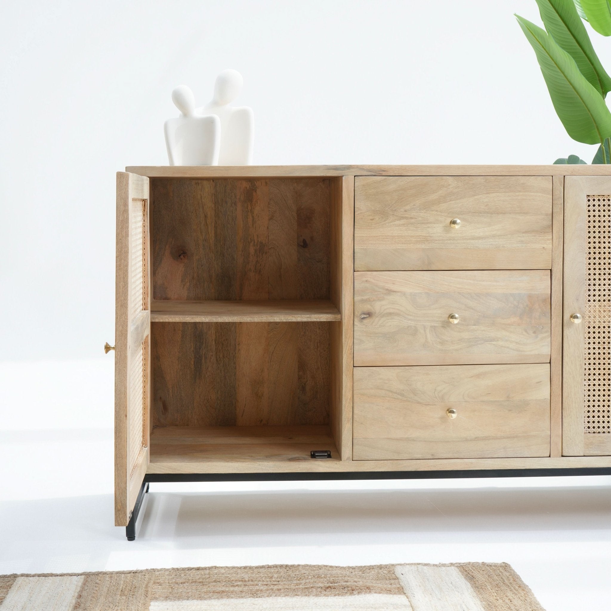 CANOVIA CANE THREE DRAWER TWO DOOR SIDEBOARD - Art and craft furniture