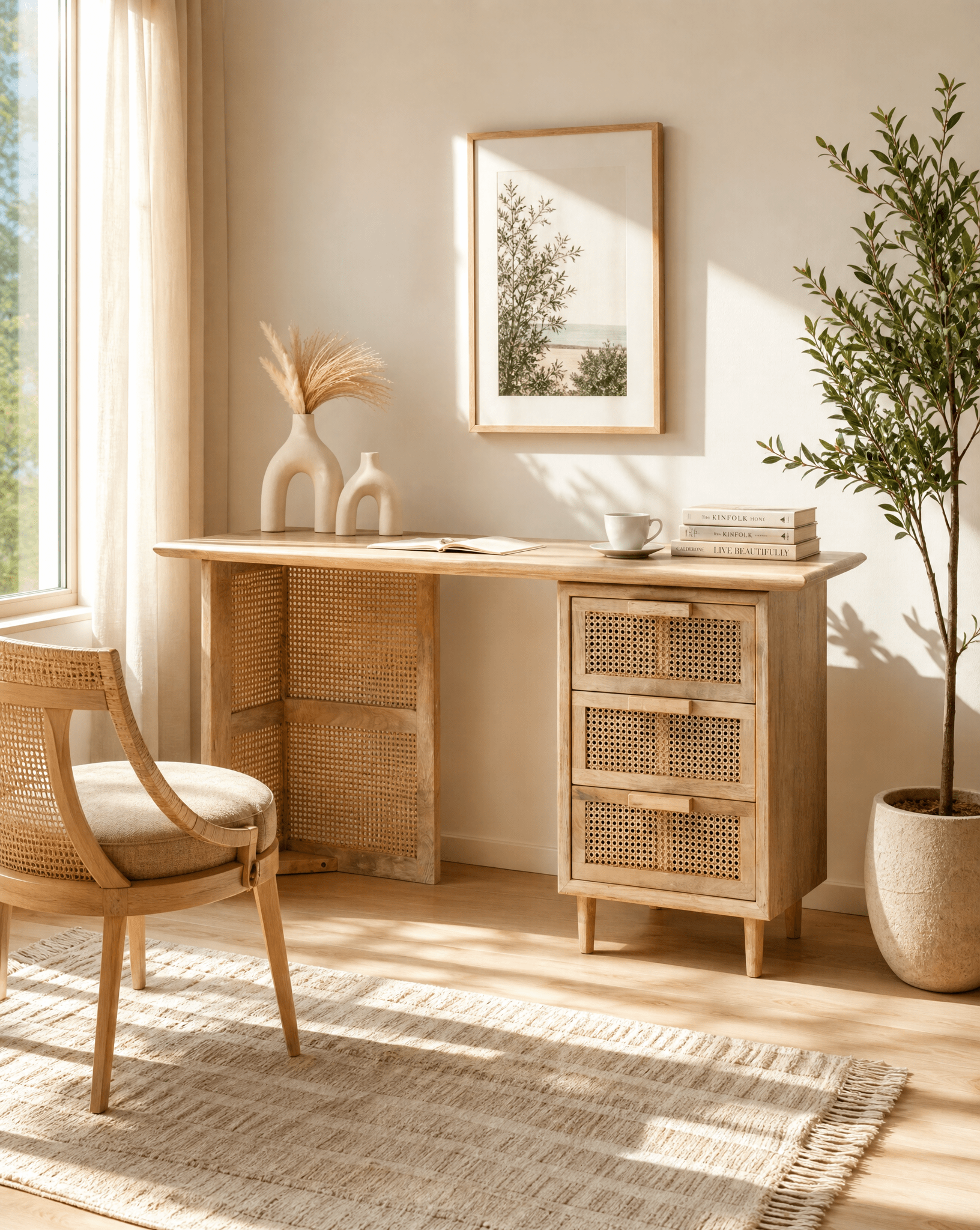 CANOVIA CANE THREE DRAWERS DESK - Art and craft furniture