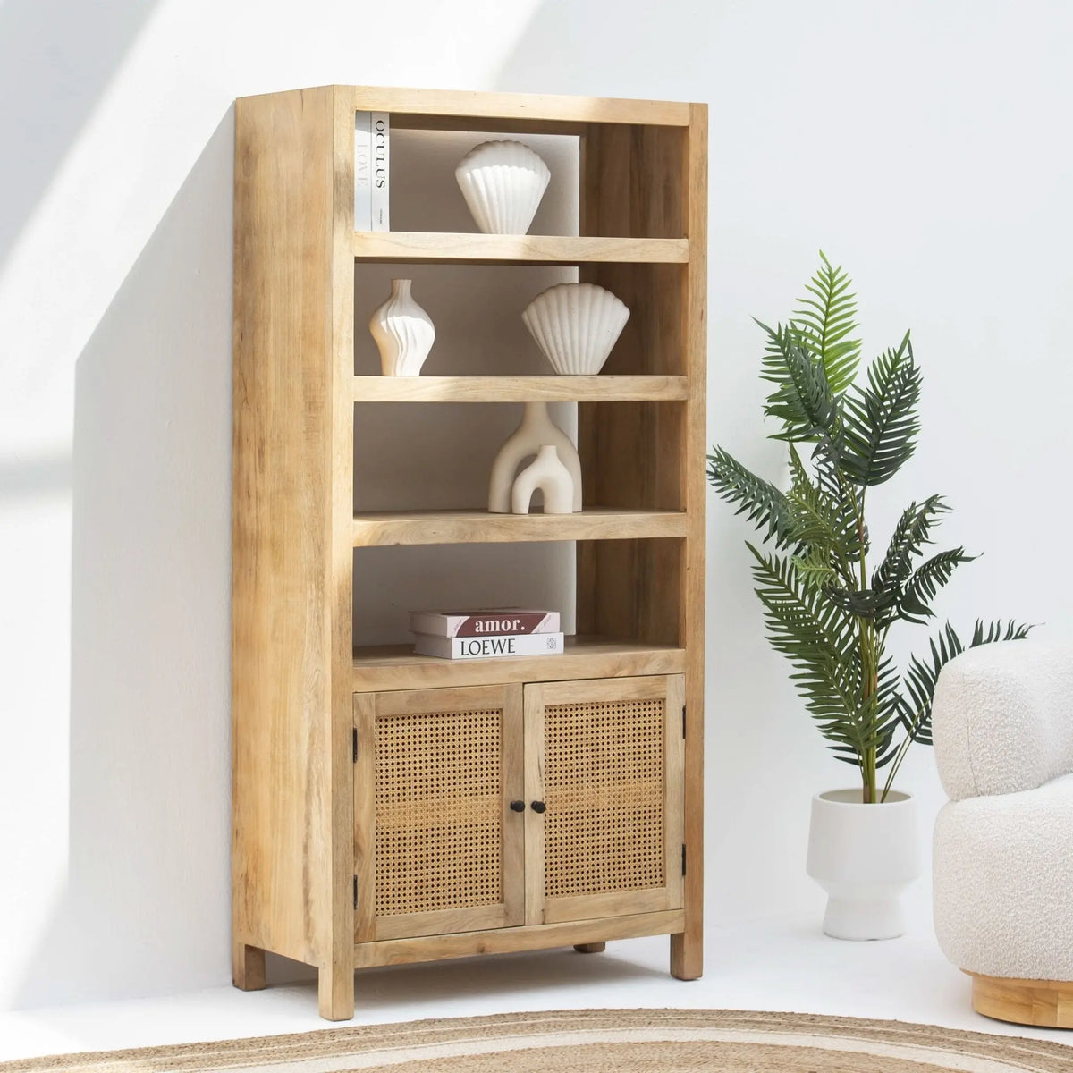 Canovia Cane Two Door Bookshelf - Art and craft furniture