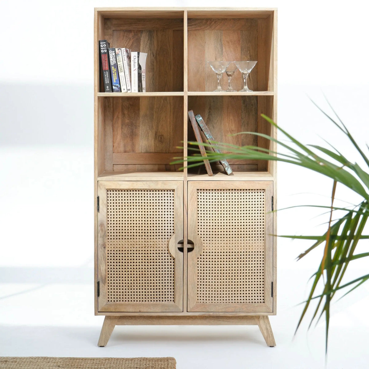 Canovia Cane Two Door Bookshelf - Art and craft furniture