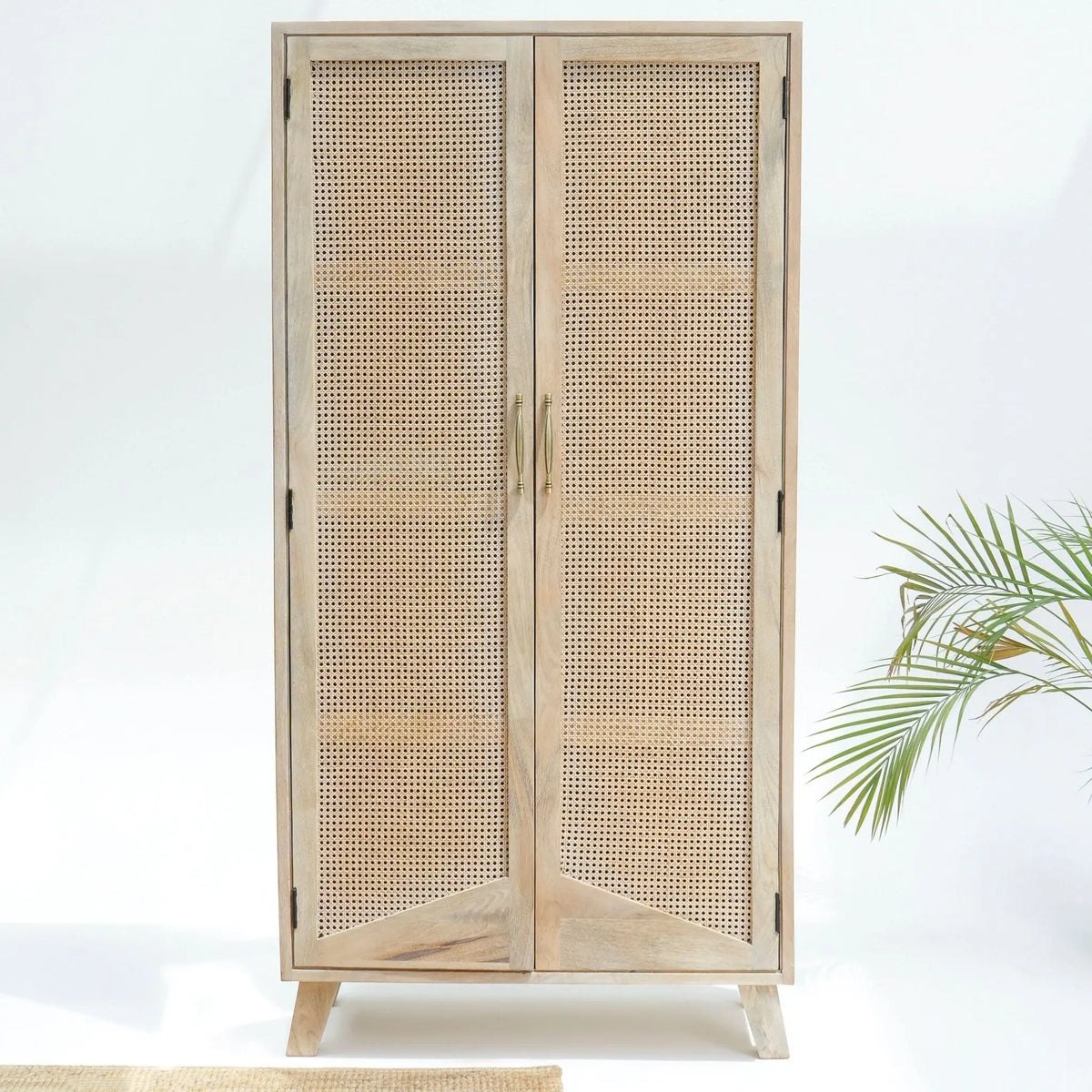 Solento Rattan Door Wooden Cabinet - Art and craft furniture