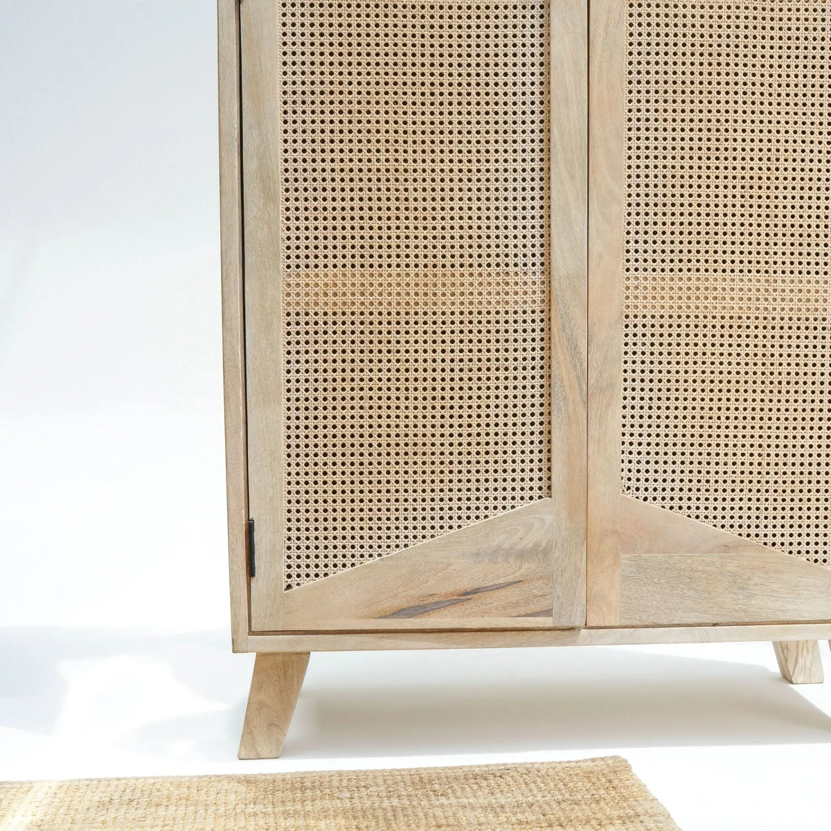 Solento Rattan Door Wooden Cabinet - Art and craft furniture