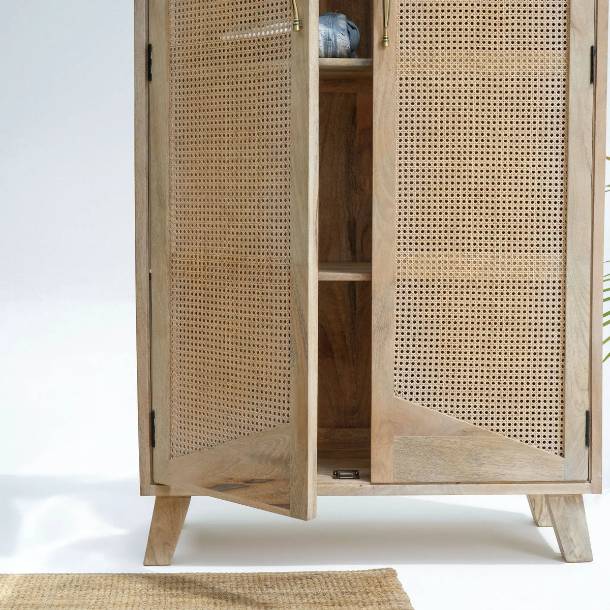 Solento Rattan Door Wooden Cabinet - Art and craft furniture