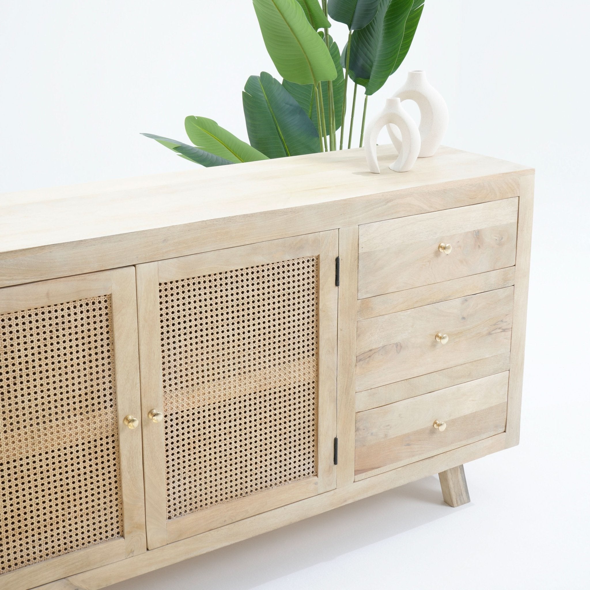 CANOVIA CANE TWO DOOR THREE DRAWER SIDEBOARD - Art and craft furniture