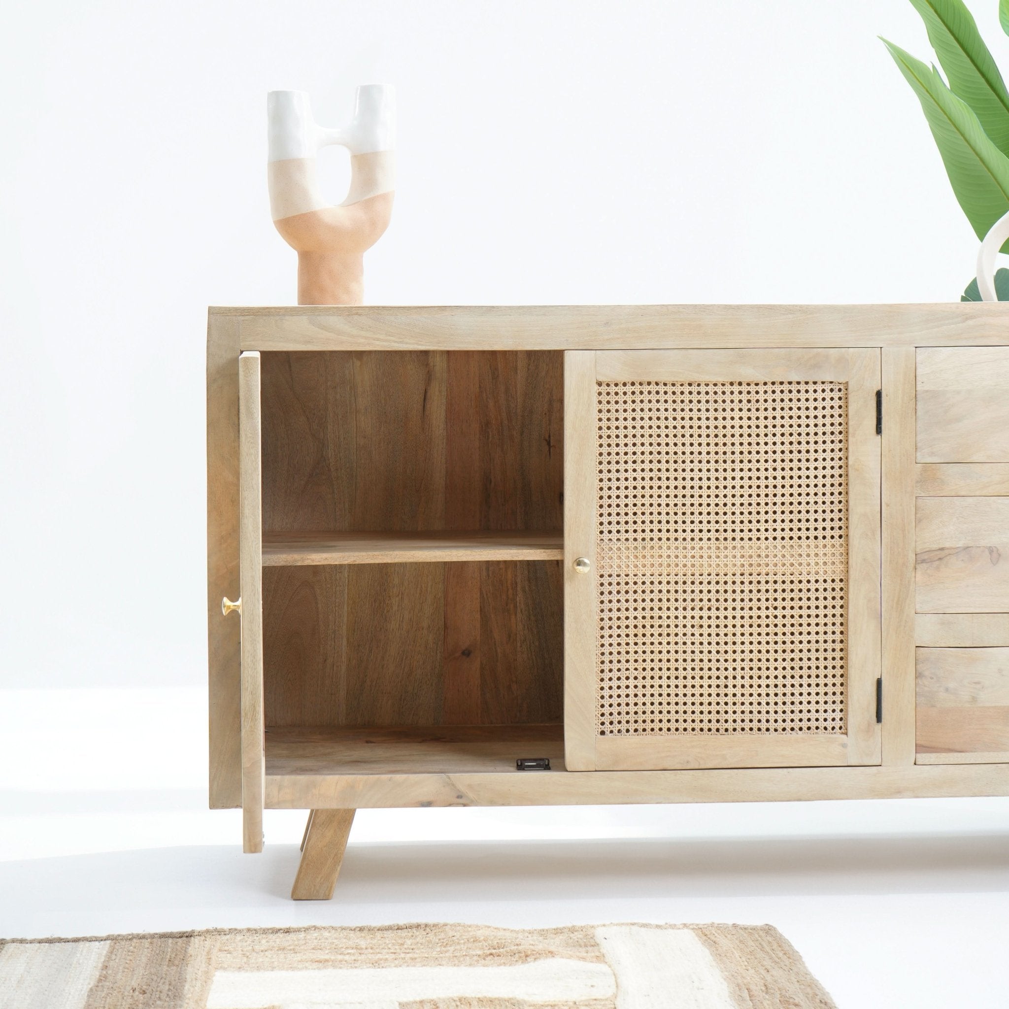 CANOVIA CANE TWO DOOR THREE DRAWER SIDEBOARD - Art and craft furniture