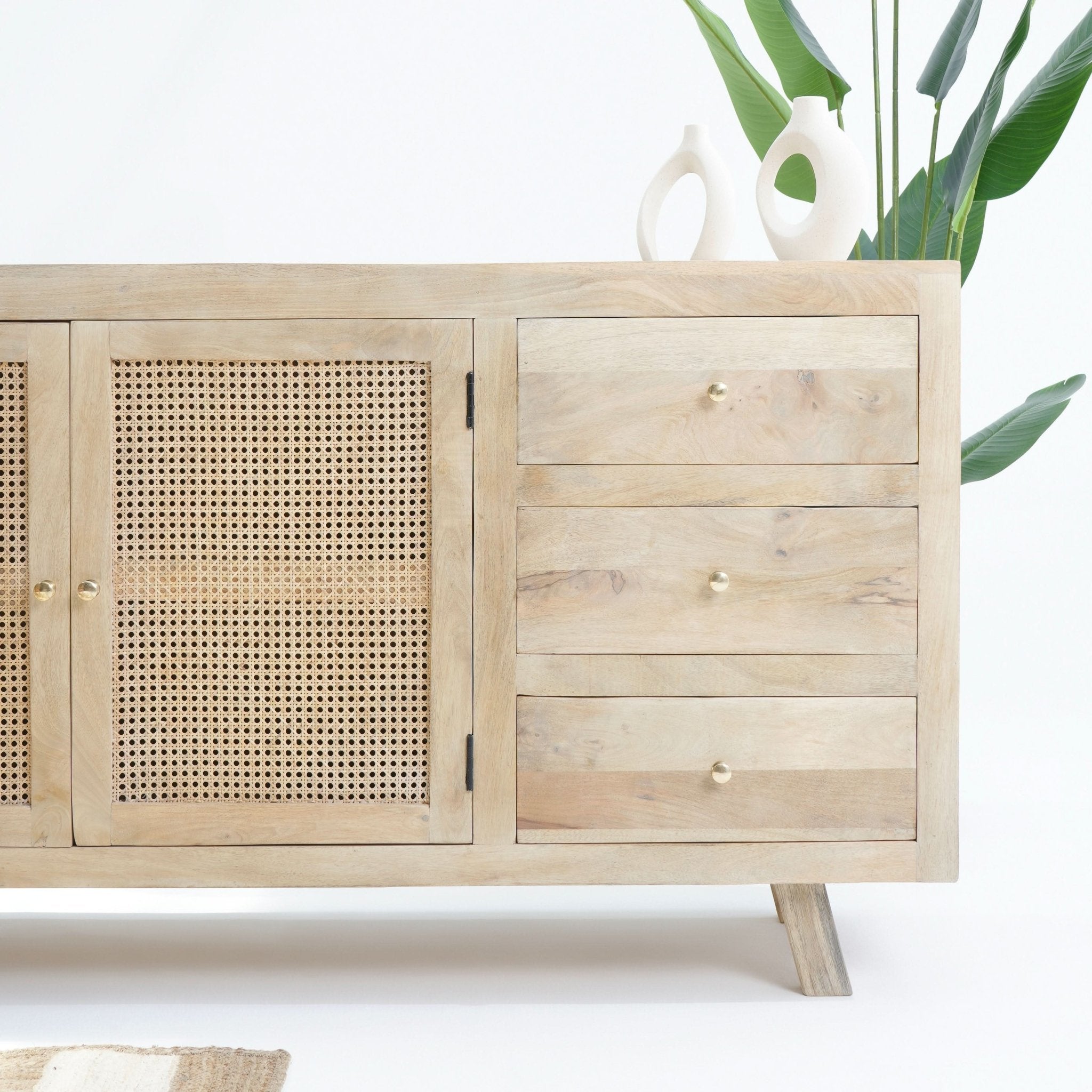 CANOVIA CANE TWO DOOR THREE DRAWER SIDEBOARD - Art and craft furniture