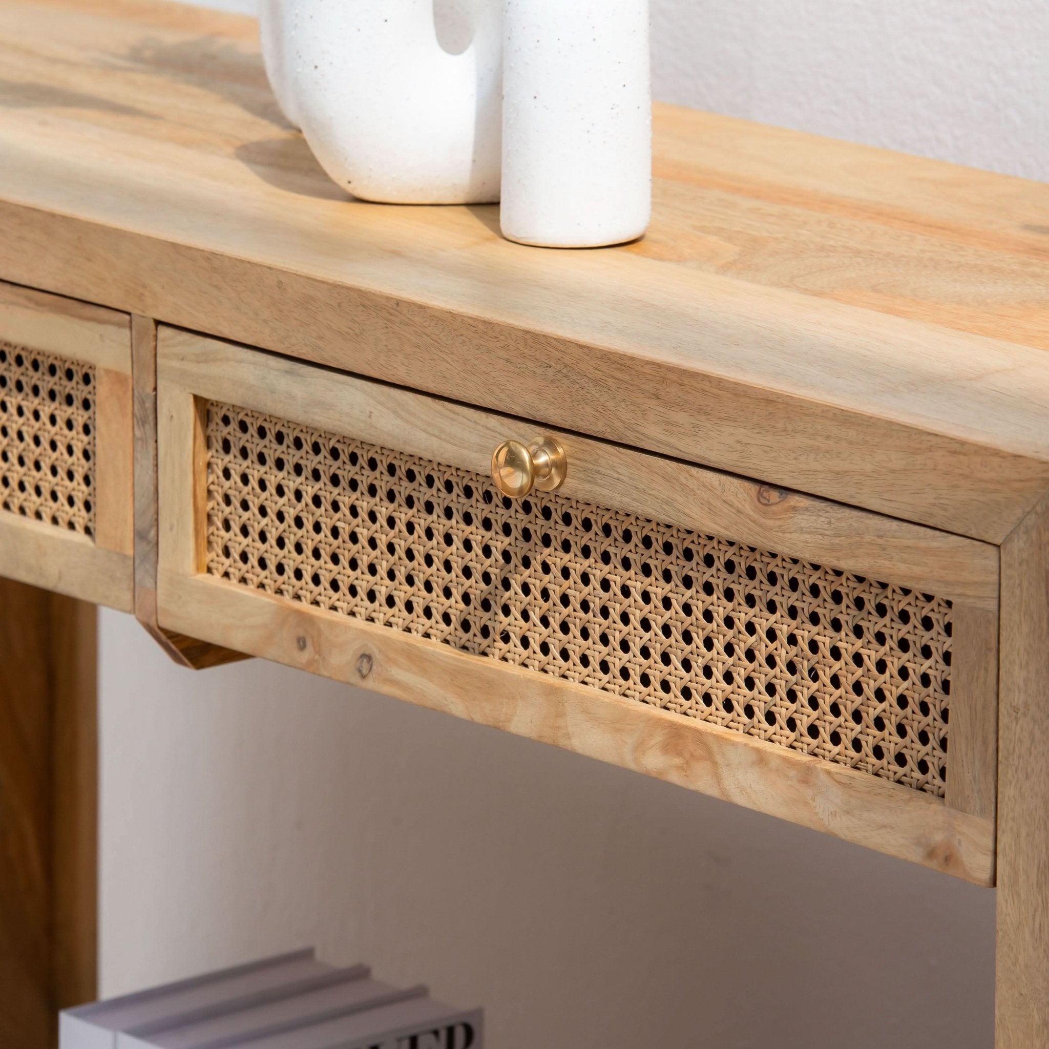 CANOVIA CANE TWO DRAWER CANSOLE TABLE - Art and craft furniture