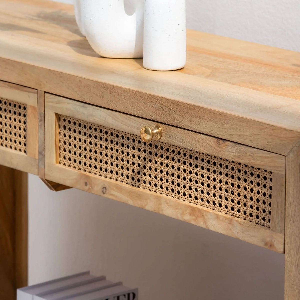 CANOVIA CANE TWO DRAWER CANSOLE TABLE - Art and craft furniture