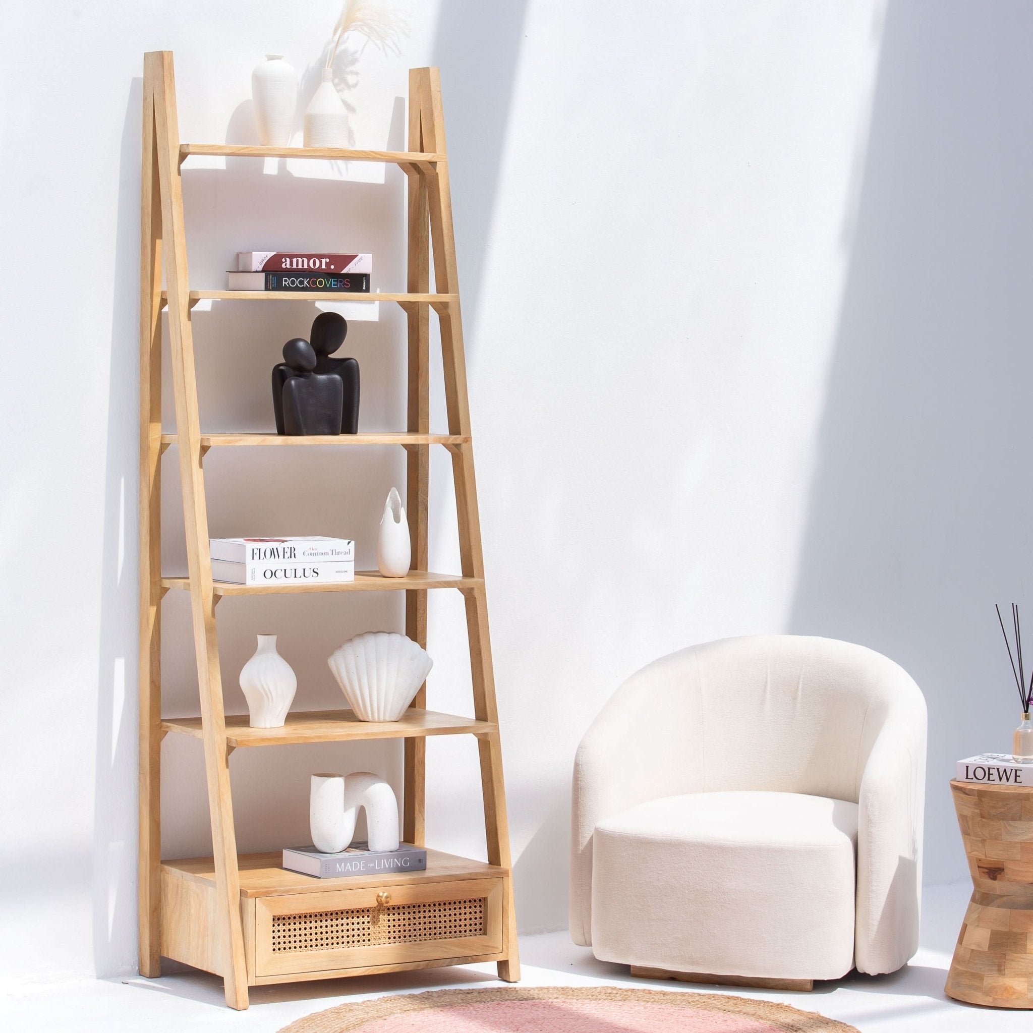 CANOVIA CANE WITH ONE DRAWER BOOKSELF - Art and craft furniture