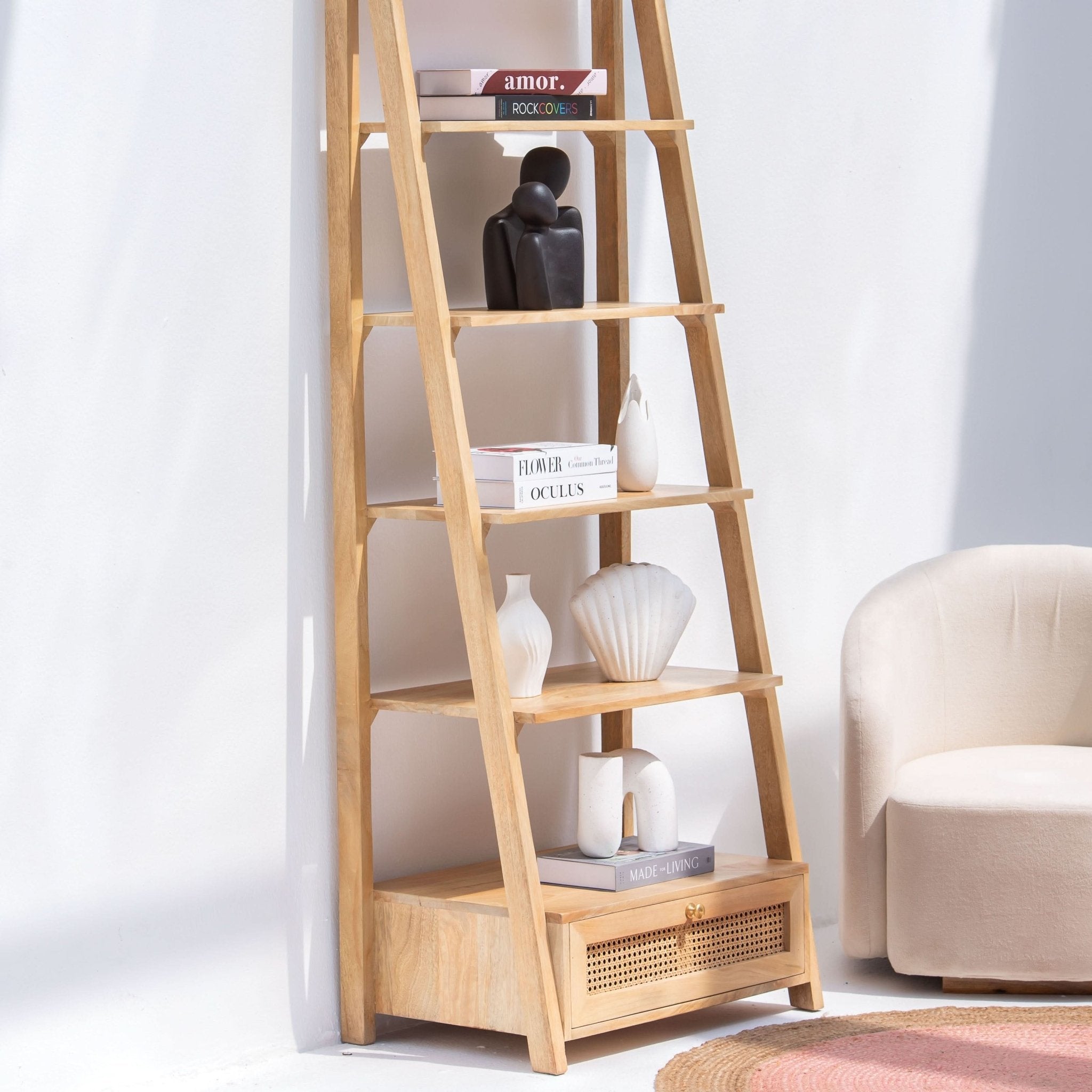 CANOVIA CANE WITH ONE DRAWER BOOKSELF - Art and craft furniture