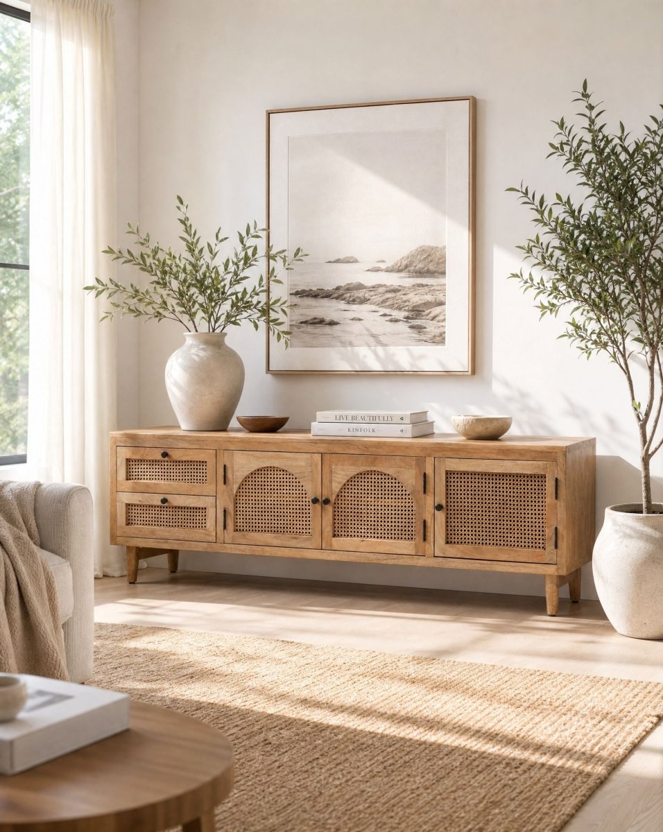 Canovia Curve Mango Wood TV Unit - Art and craft furniture