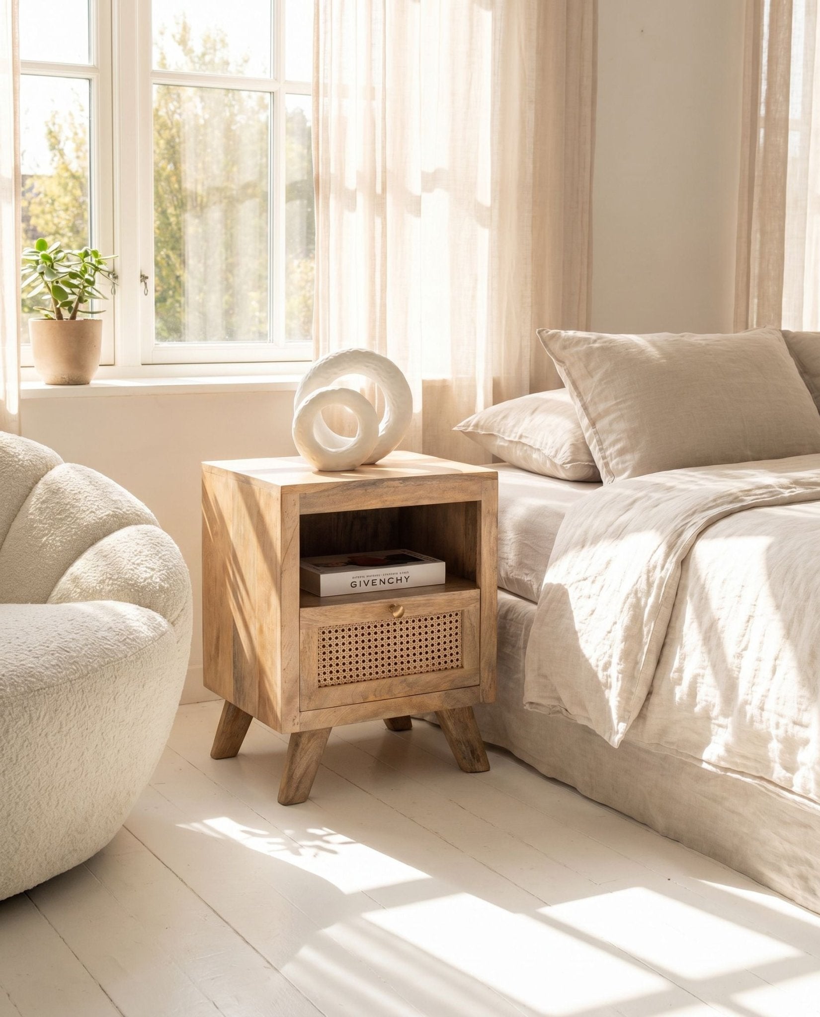 Canovia Rattan Bed Side Table - Art and craft furniture