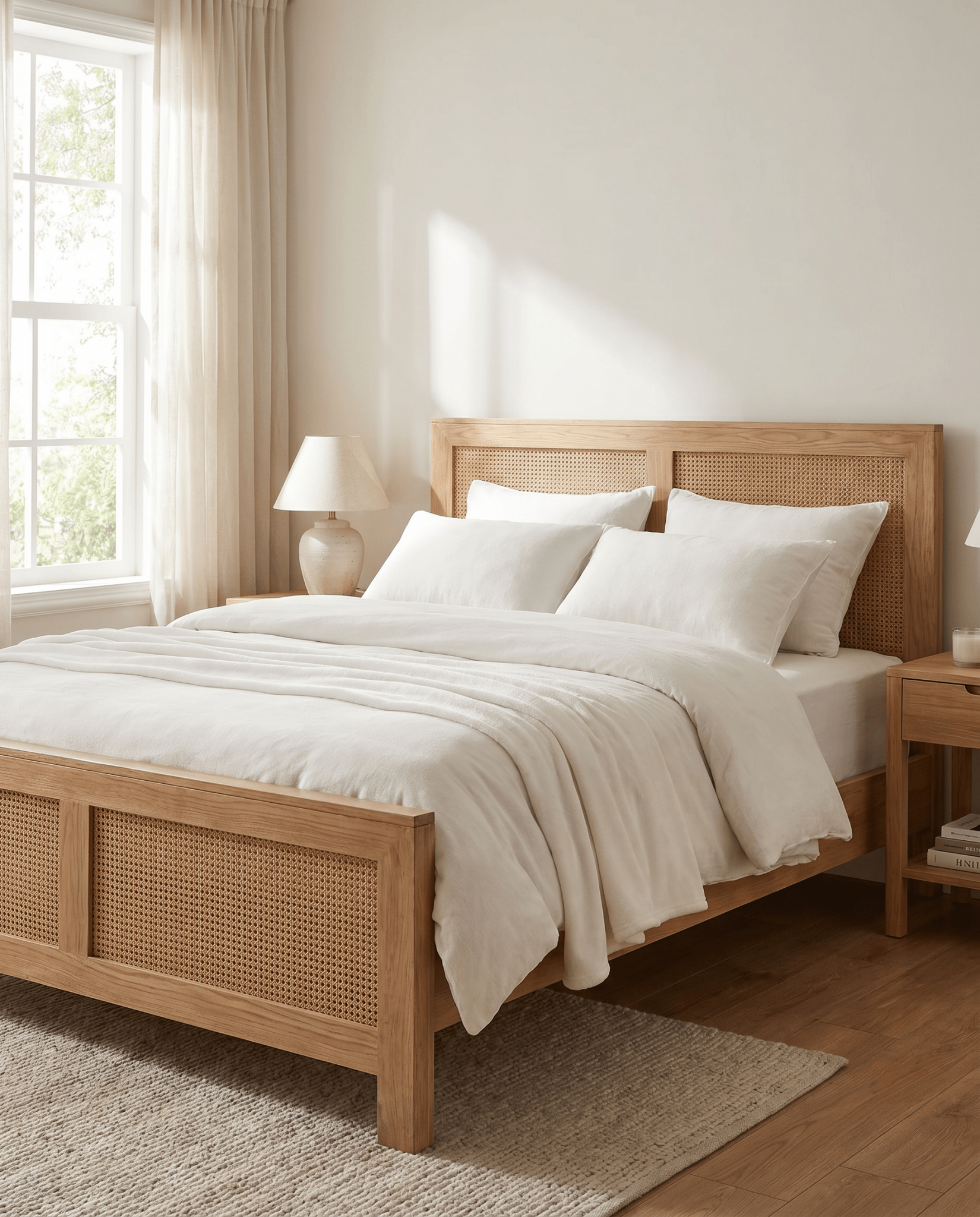 CANOVIA RATTAN WOODEN BED - Art and craft furniture