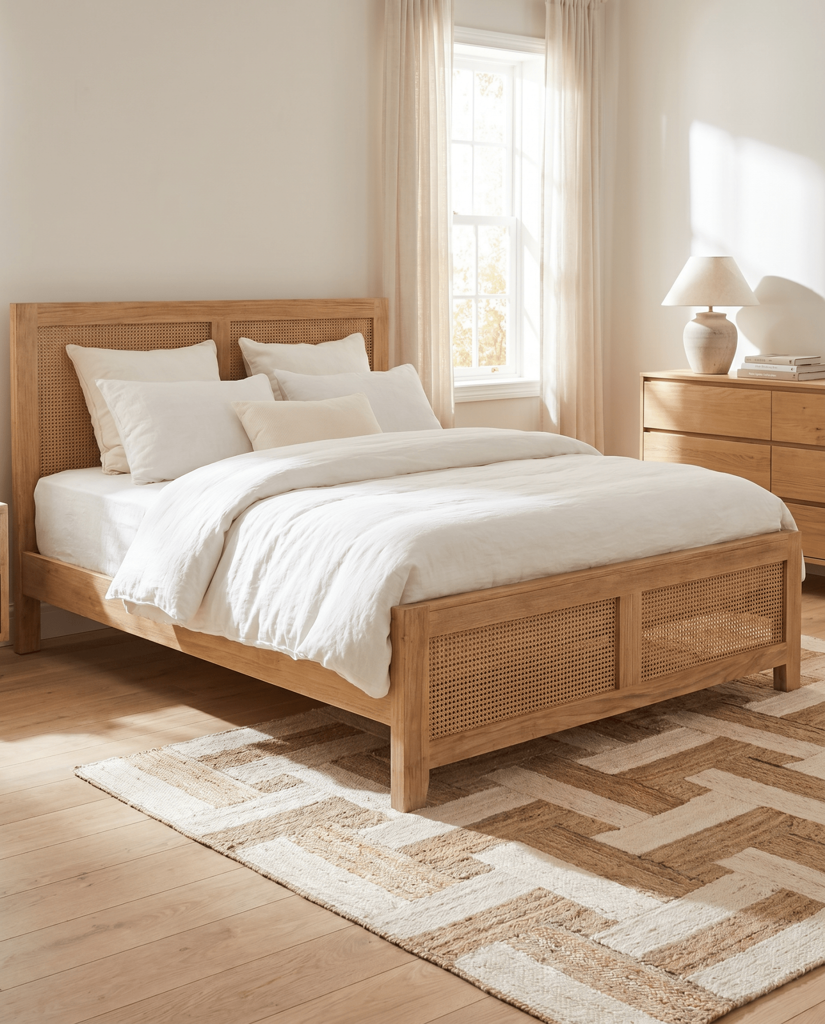 CANOVIA RATTAN WOODEN BED - Art and craft furniture