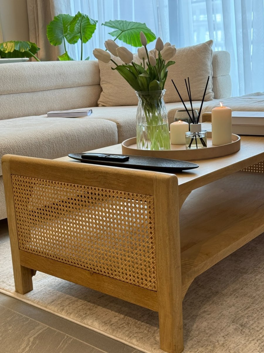 Canovia Rattan Wooden Coffee Table - Art and craft furniture
