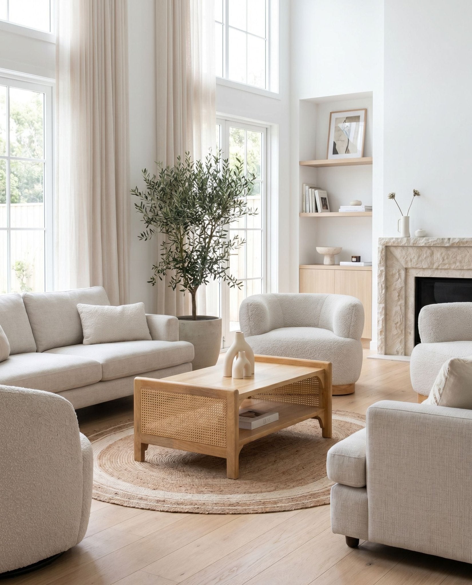 Canovia Rattan Wooden Coffee Table - Art and craft furniture