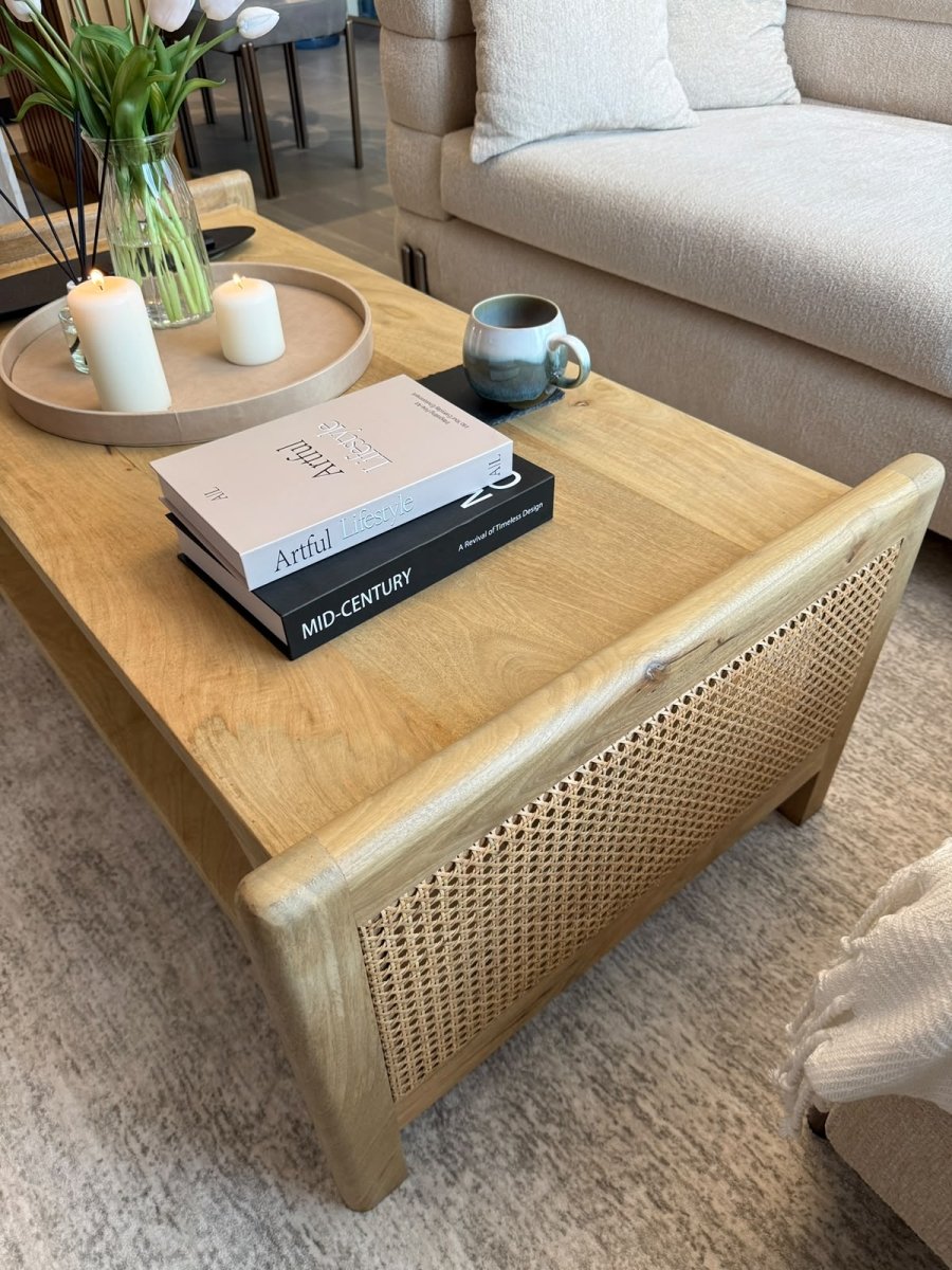 Canovia Rattan Wooden Coffee Table - Art and craft furniture