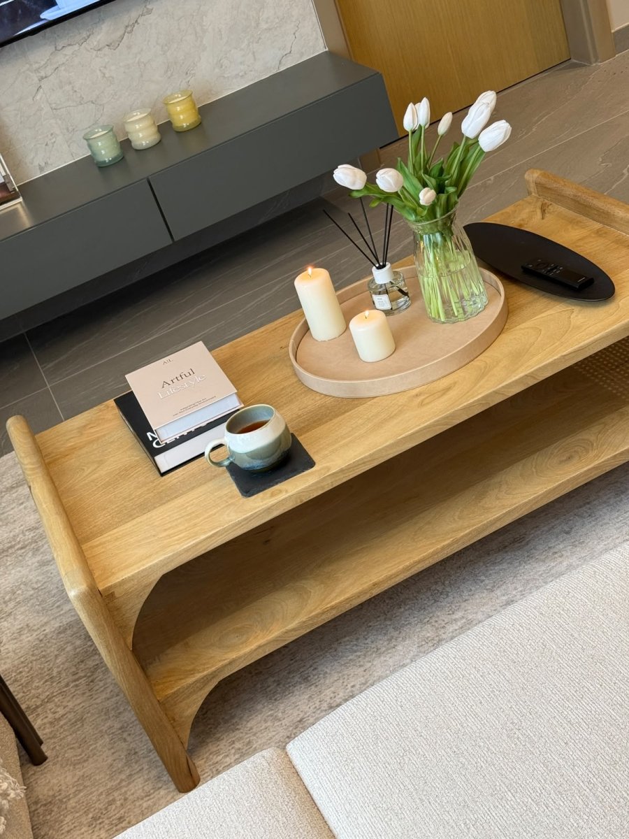 Canovia Rattan Wooden Coffee Table - Art and craft furniture