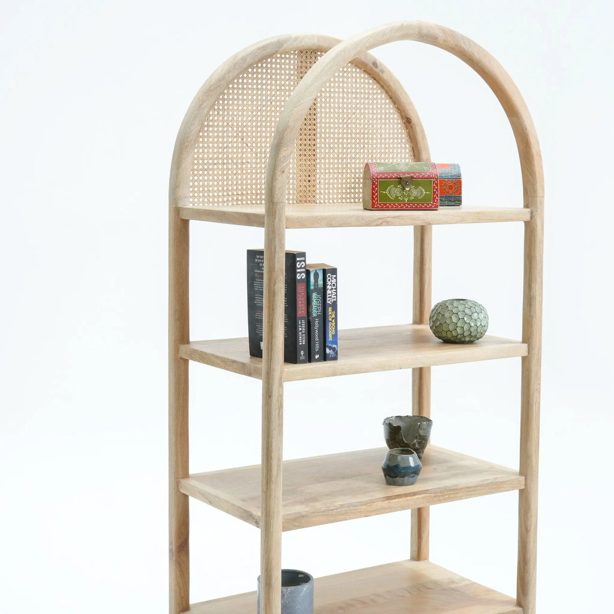 Canovia Rattan Wooden BookShelve - Art and craft furniture