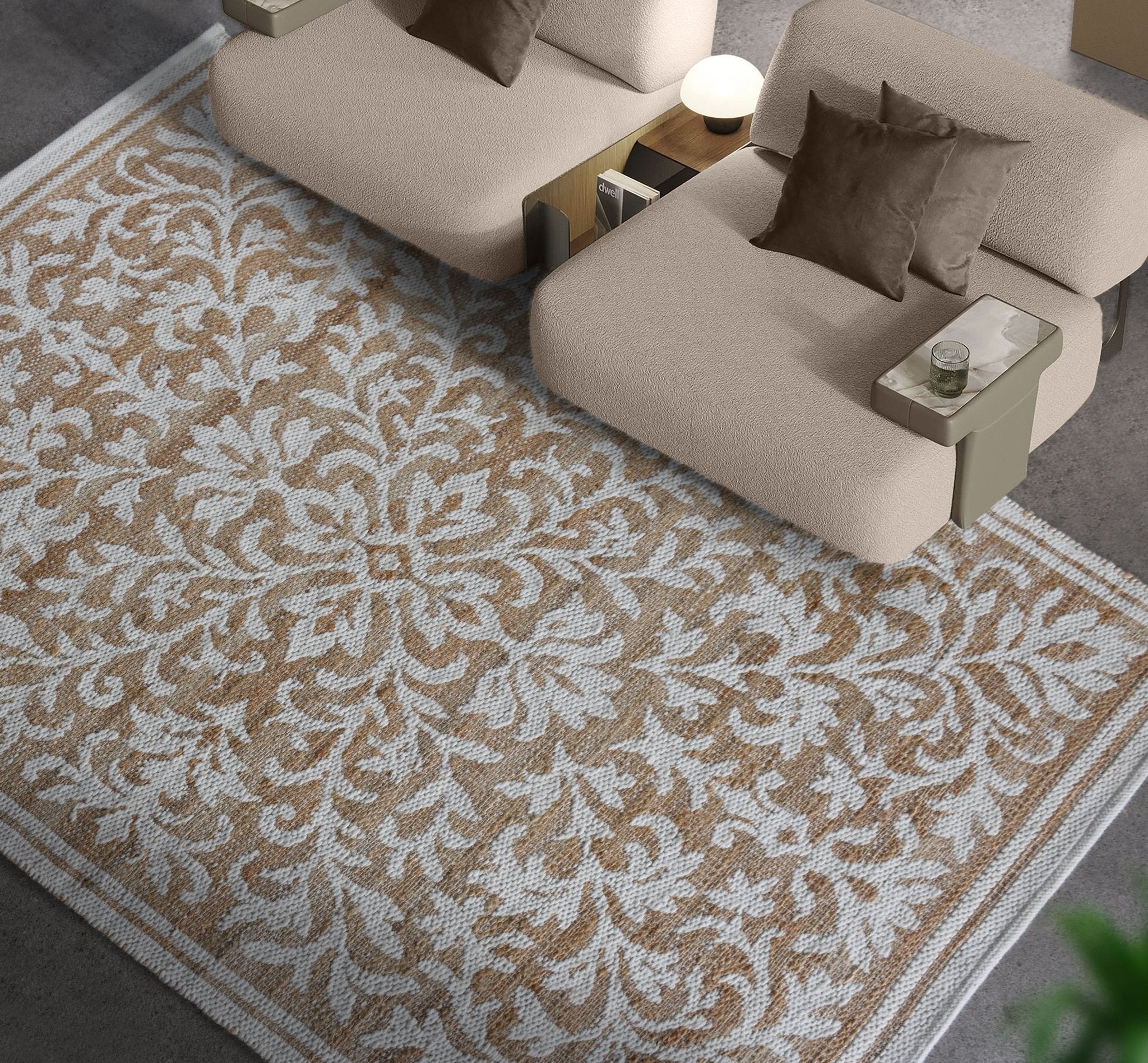 CARDINA JACQUARD WOVEN JUTE & WOOL CARPET - Art and craft furniture