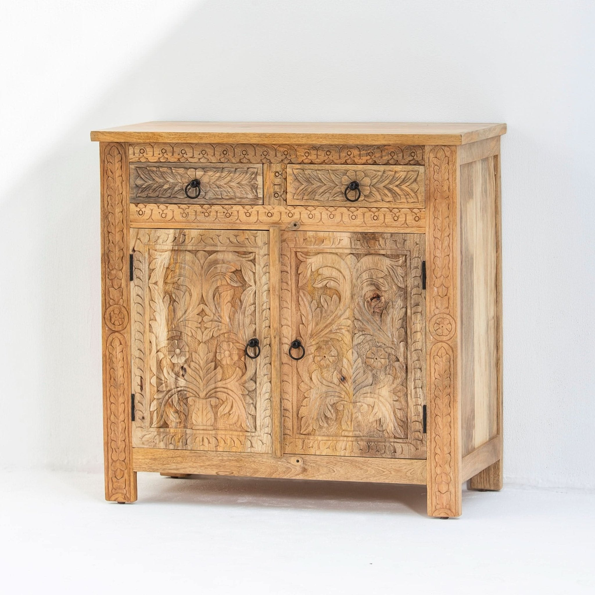 CARVA CARVING TWO DOOR TWO DRAWER SIDEBOARD - Art and craft furniture