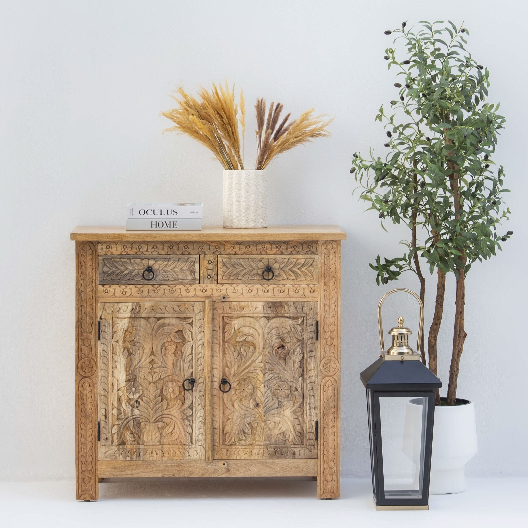 CARVA CARVING TWO DOOR TWO DRAWER SIDEBOARD - Art and craft furniture