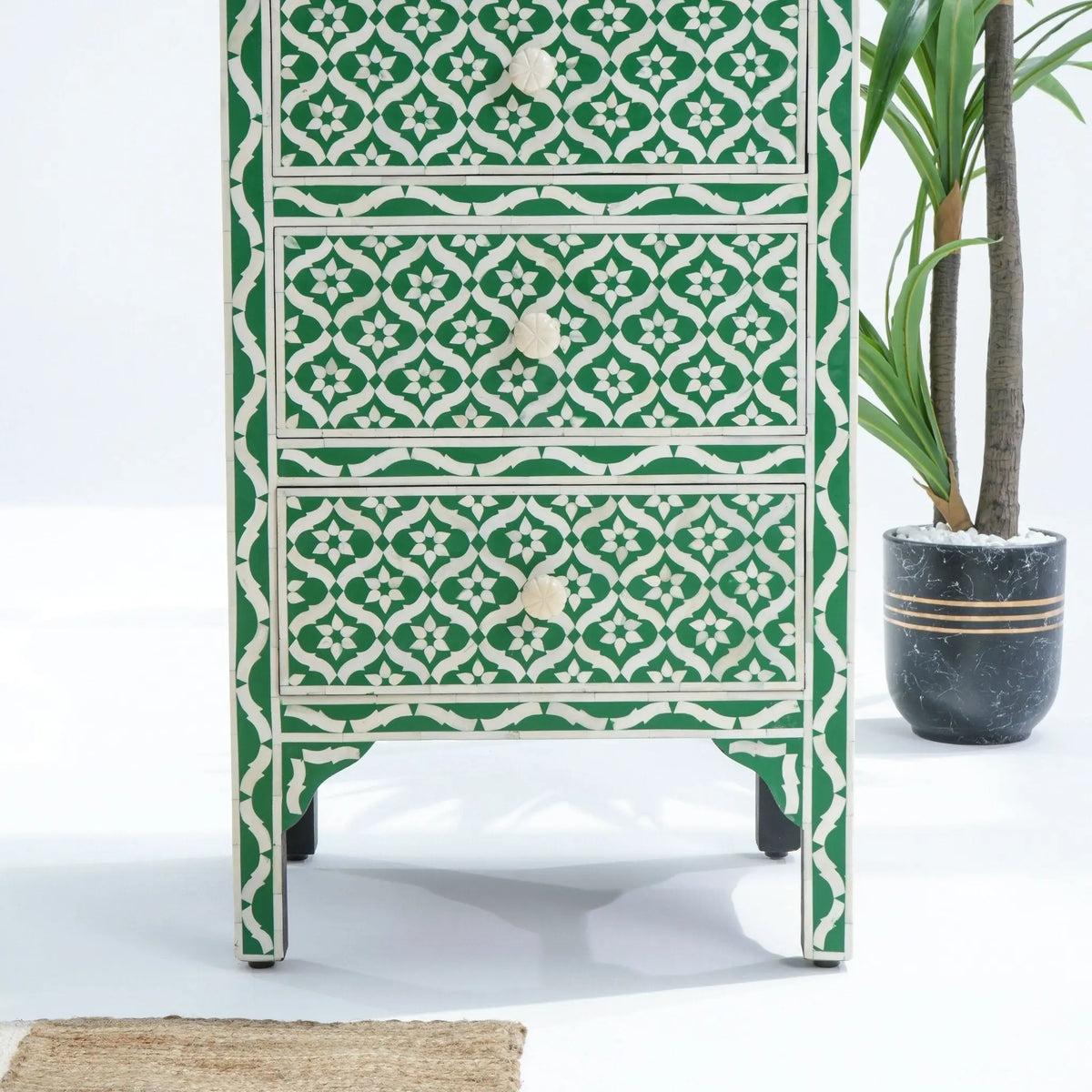 Celeste Green Inlay Four Drawer Drawchest - Art and craft furniture