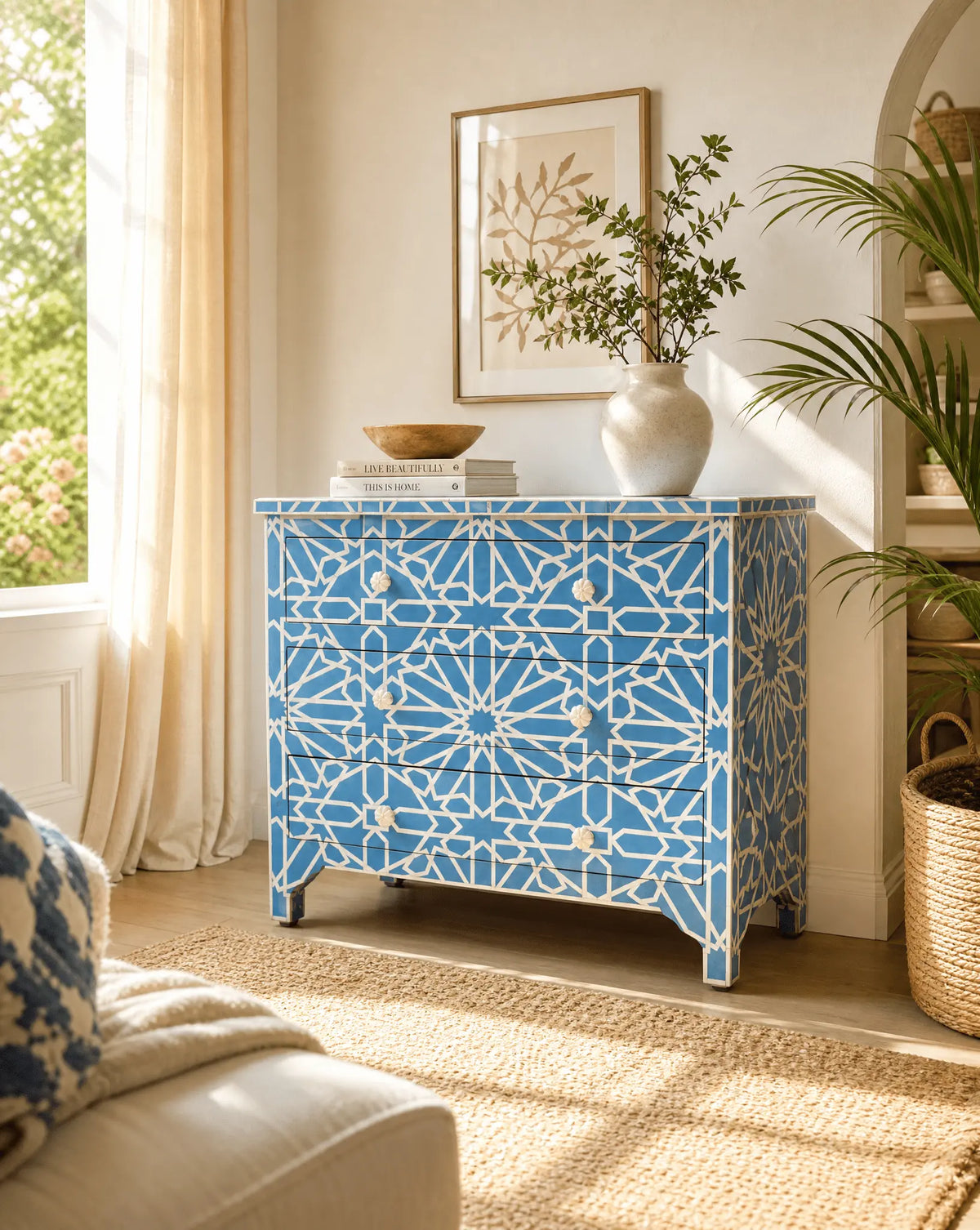 Craftline Blue Inlay Three Drawer Drawchest - Art and craft furniture